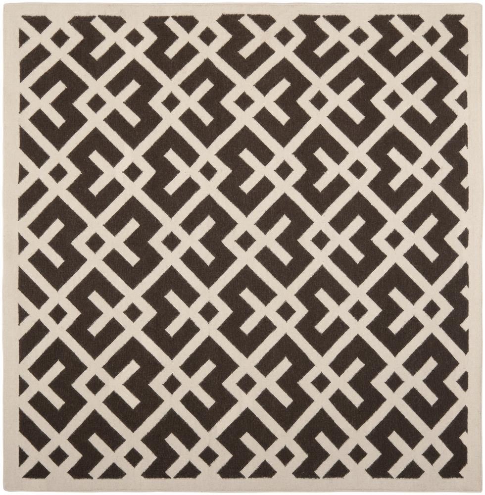 SAFAVIEH Dhurries Brianna Geometric Area Rug, Brown/Ivory, 8' x 8' Square