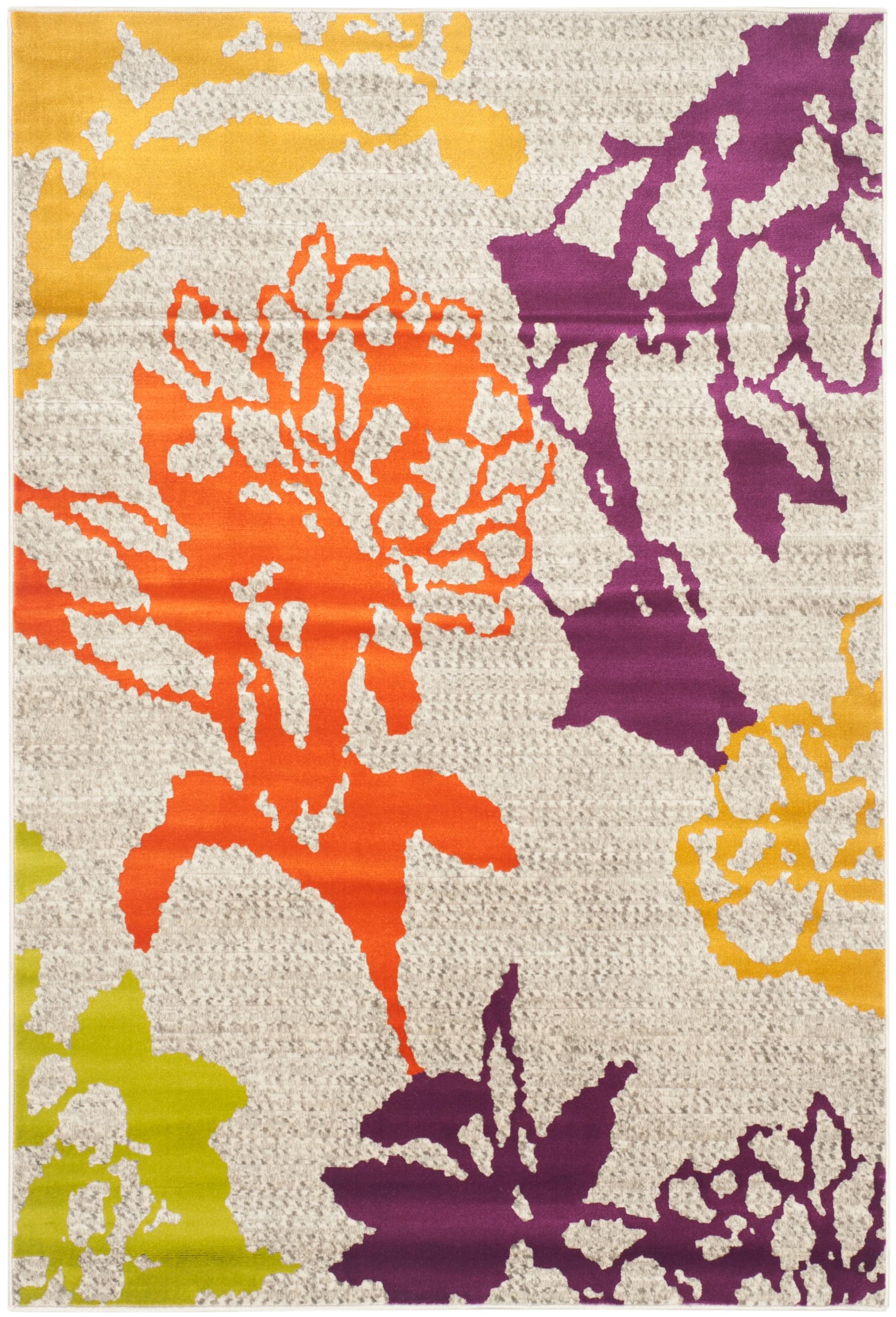 Porcello PRL7729 Machine Made Indoor Area Rug - Light Grey/Purple - 4'1"x6' - Safavieh