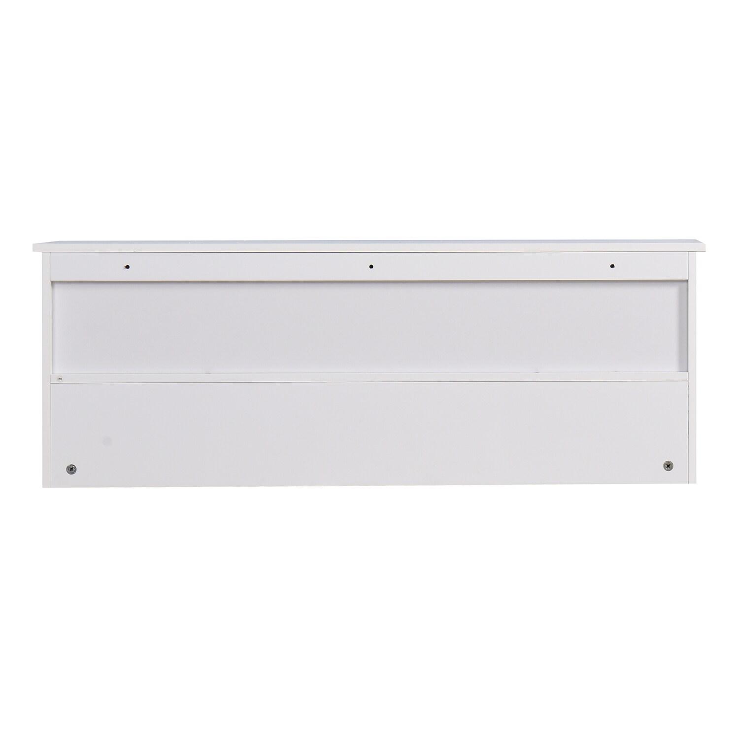 BaytoCare White Entryway Wall Mounted Coat Rack with 4 Dual Hooks Living Room Wooden Storage Shelf