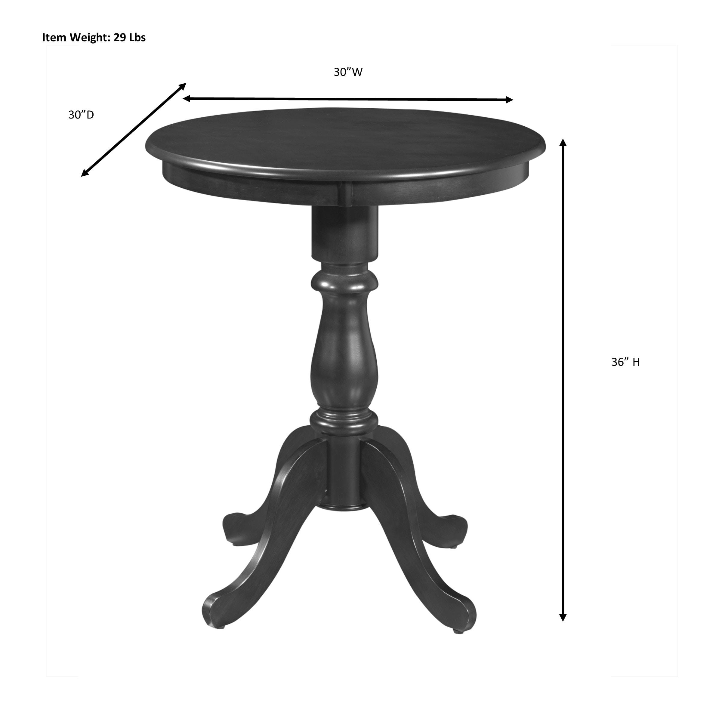 Carolina Living 30" Salem Round Pedestal Bar Table White: 36" High, MDF & Wood Veneer, Mid-Century Modern