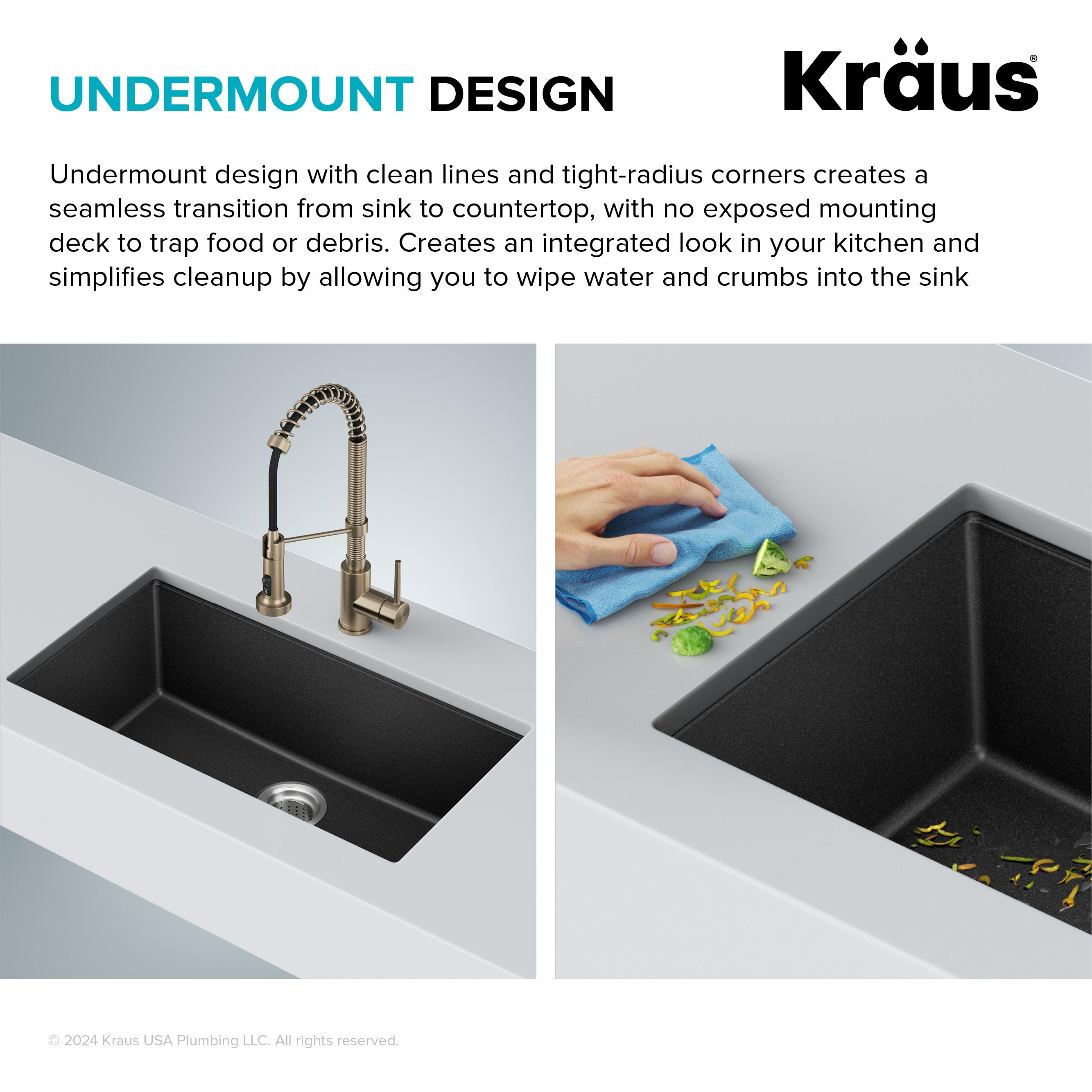 KRAUS 31 inch L Undermount Single Bowl Black Onyx Granite Kitchen Sink