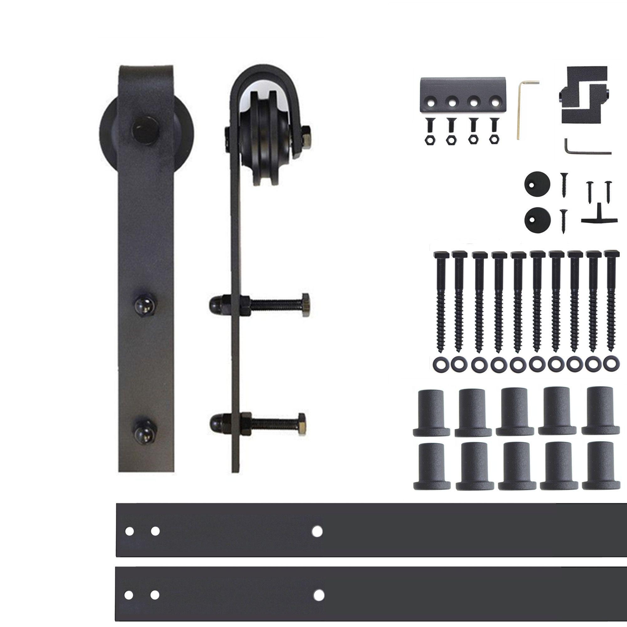 12ft Rustic Black Sliding Barn Door Hardware Kit