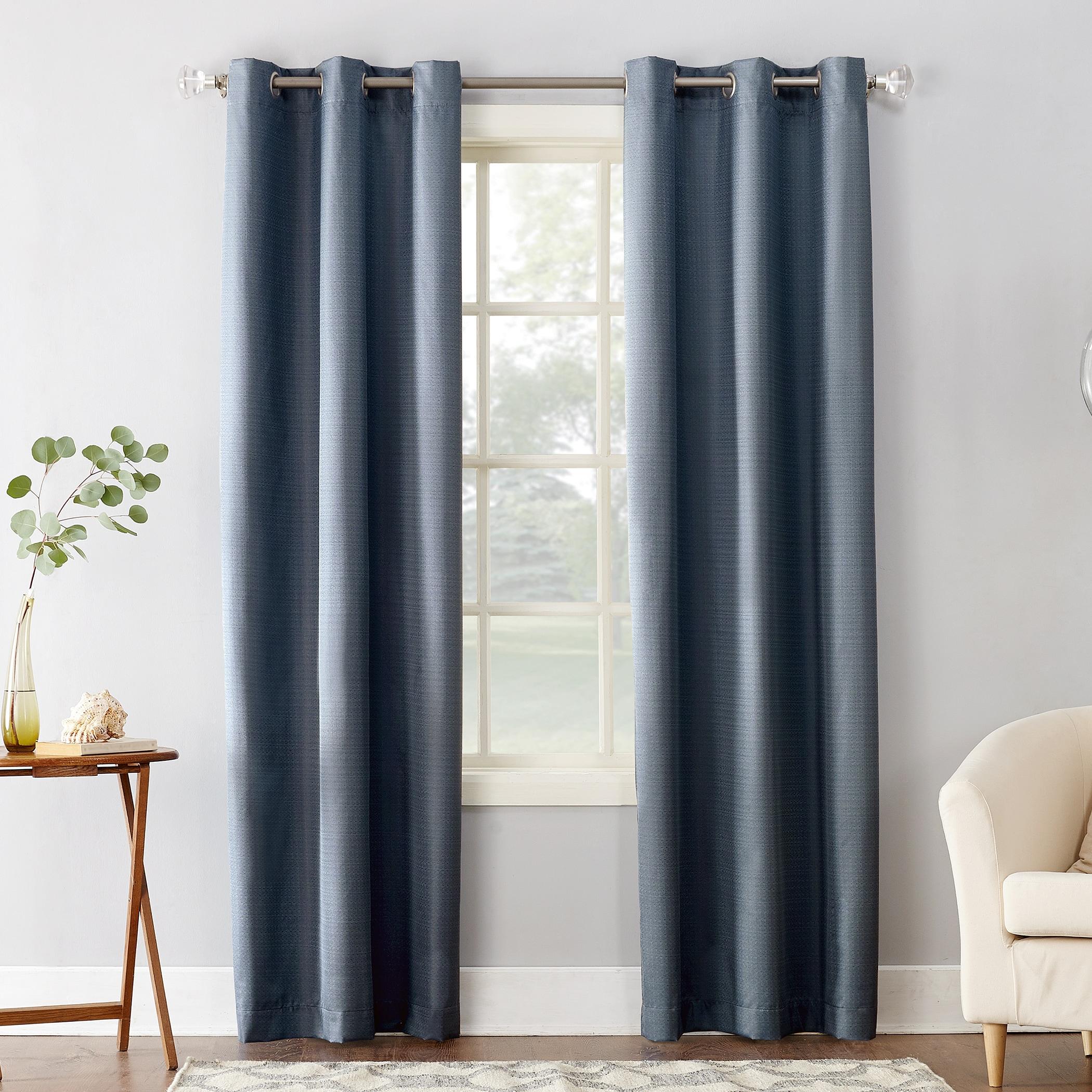 Sun Zero Solid Print Grommet Room Darkening/Blackout Curtain Panel, 40" X 84" (Single Panel), 40"X84", Blue