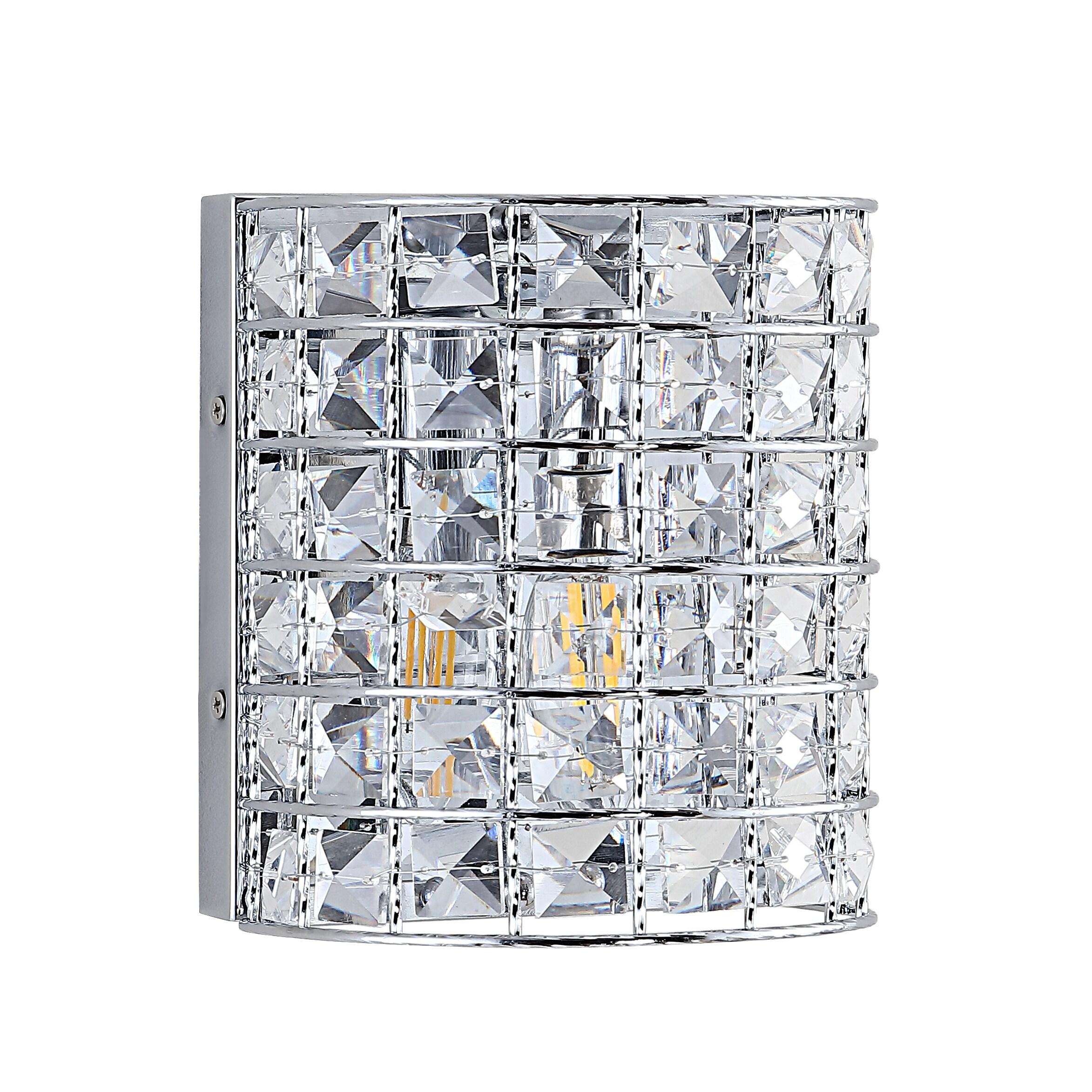 Clara Deco 6.25" 1-Light Metal/Crystal Classic Glam LED Vanity Light, Chrome