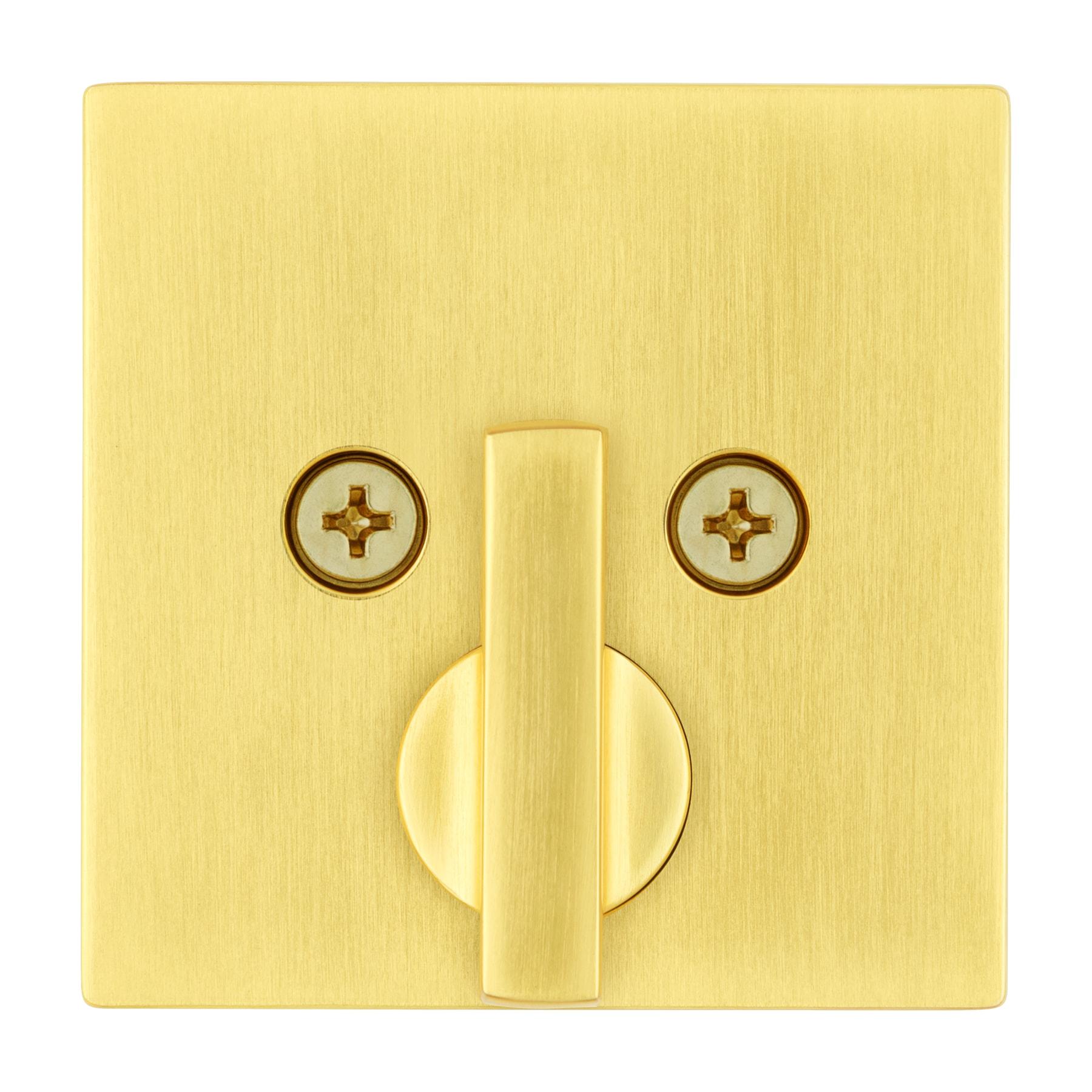 Kwikset Downtown Deadbolt Lock, Satin Brass Square Exterior Keyed Front Entry Door, Pick Resistant SmartKey Rekey Security, Single Cylinder Dead Bolt, with Microban Protection