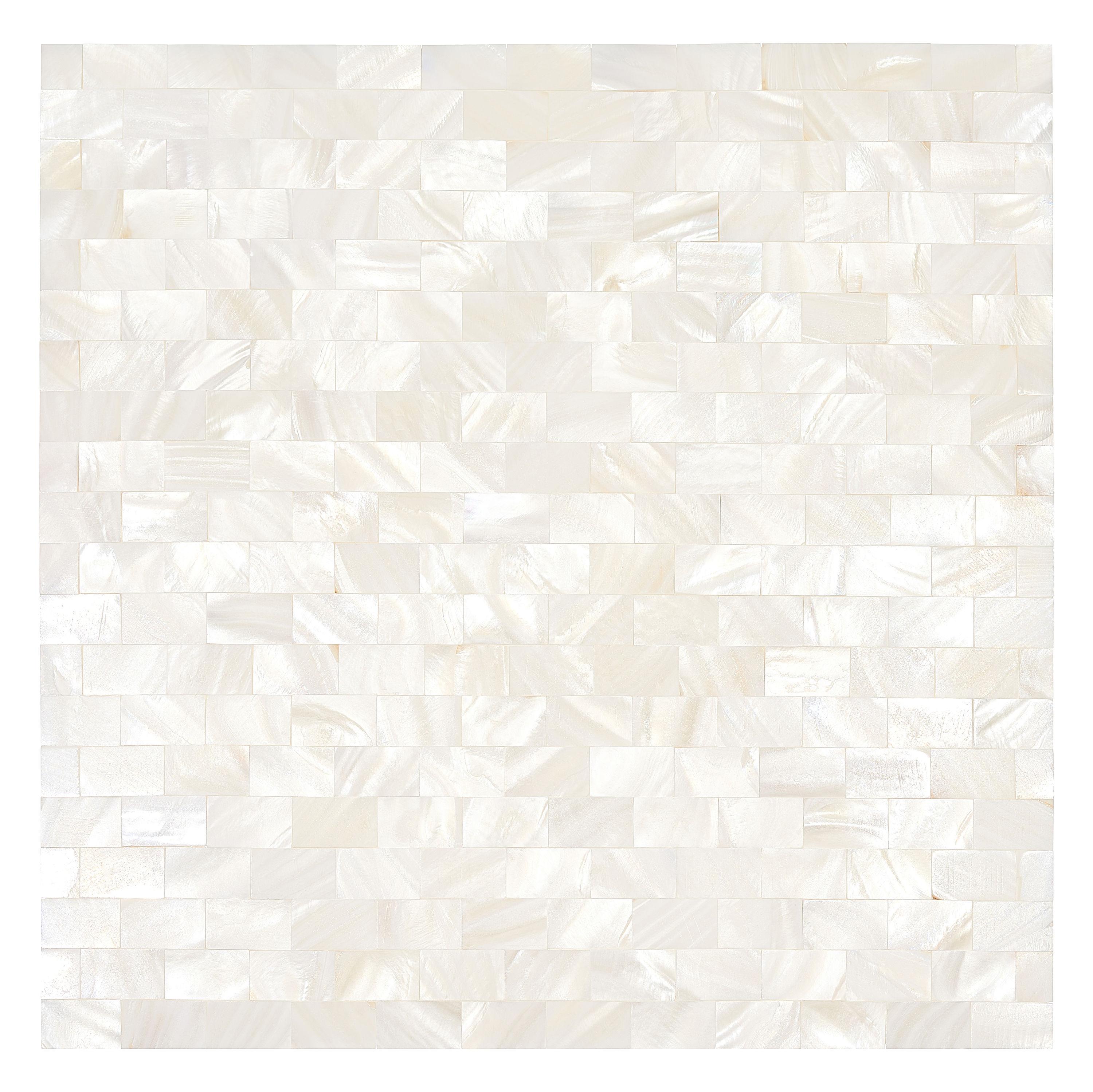 Nacreous White Multi-Finish Square Peel and Stick Wall Tile