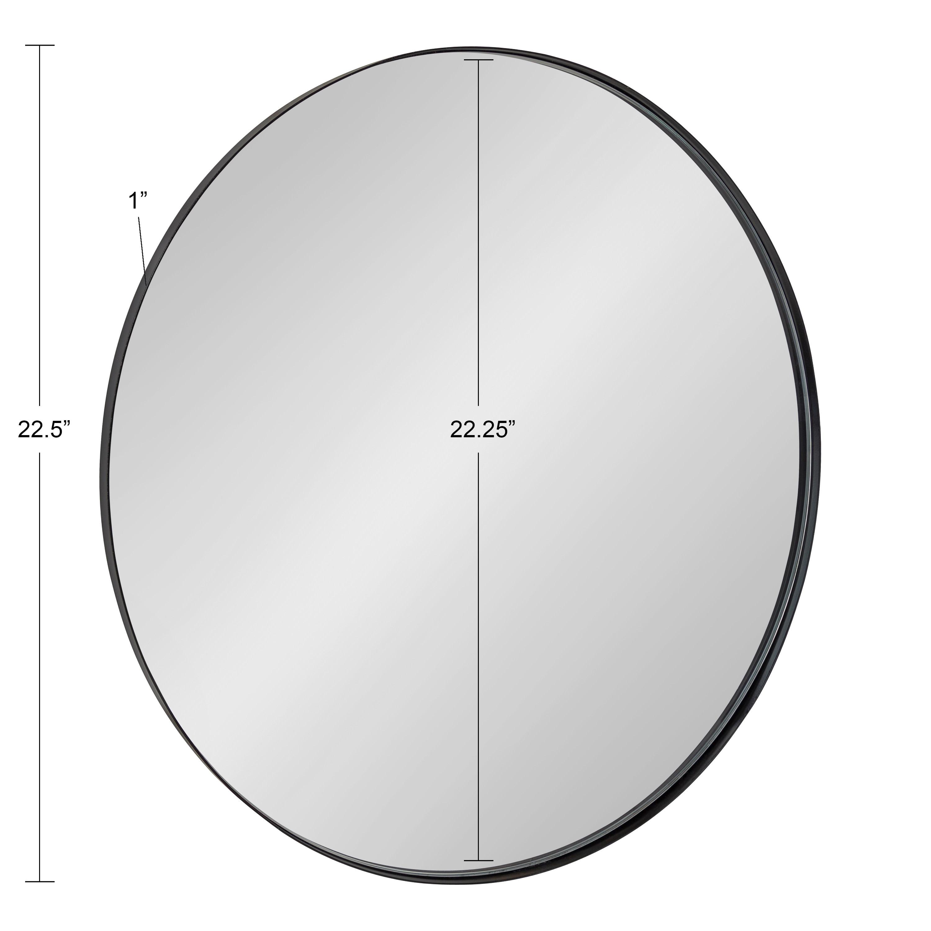 22" Rollo Round Wall Mirror Black - Kate & Laurel All Things Decor: Modern Iron Frame, Wall Mount, Geometric Design
