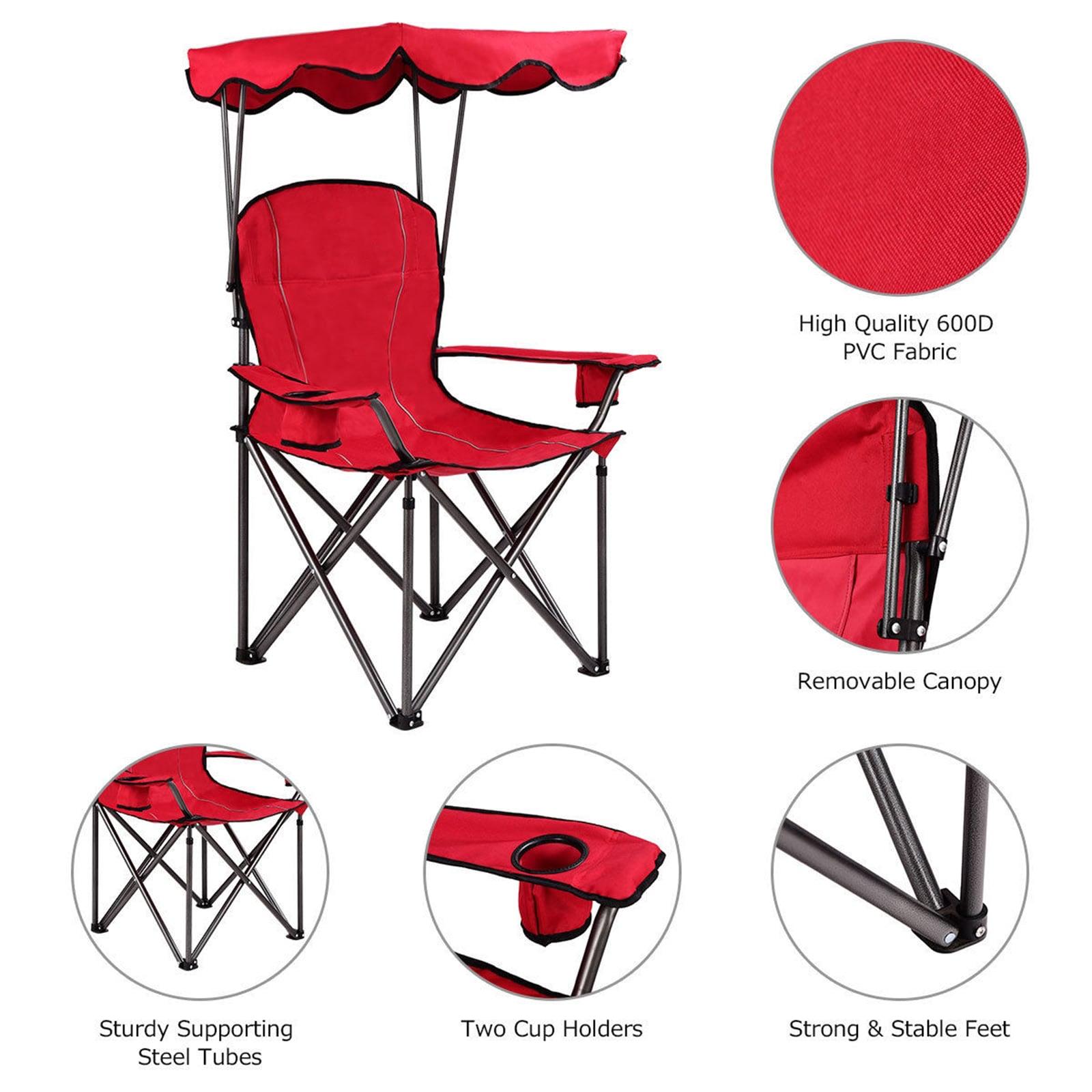 Arlmont & Co. Portable Folding Beach Canopy Chair With Cup Holders