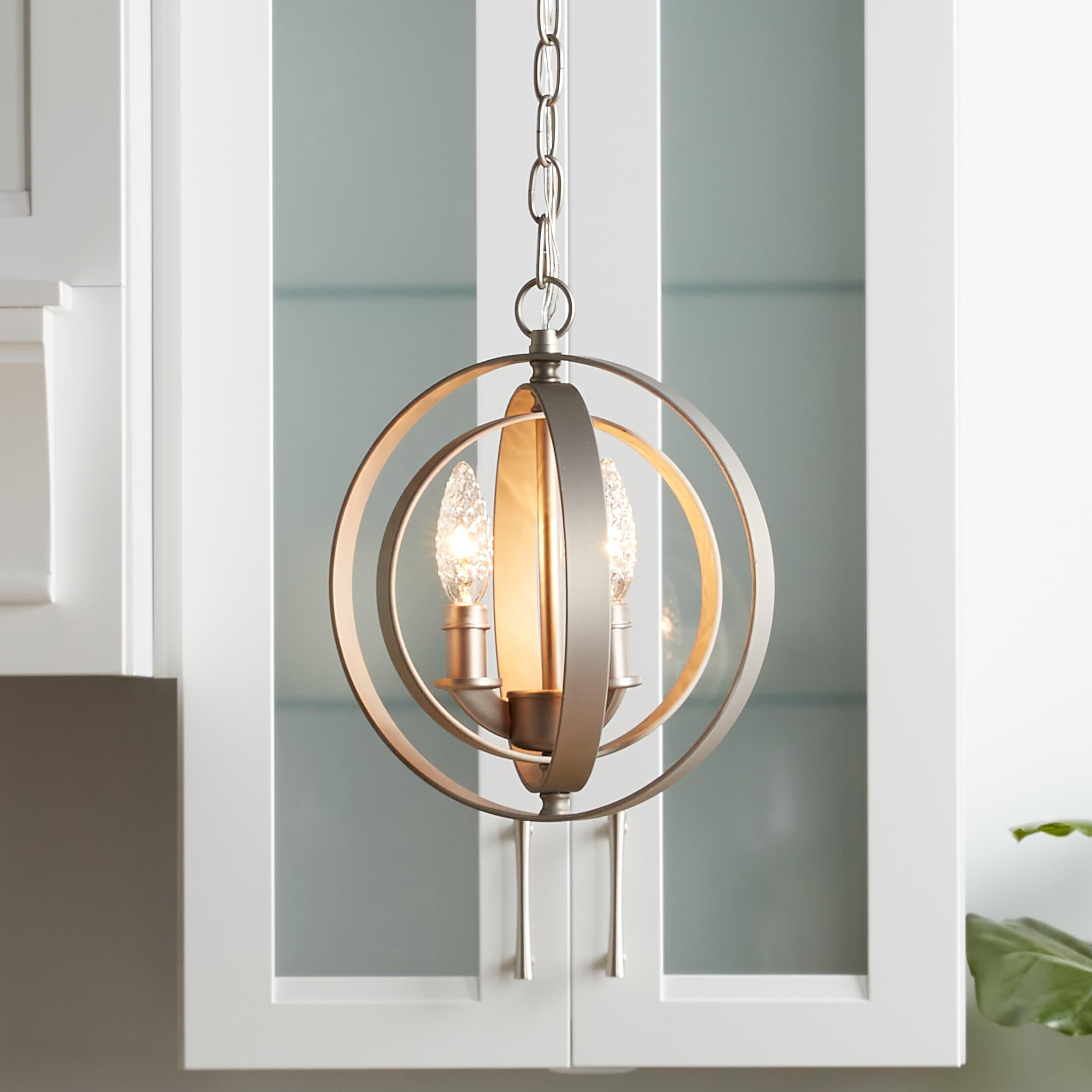 Progress Lighting Equinox 3-Light Mini-Pendant, Burnished Silver, Steel, Armillary Sphere Shade