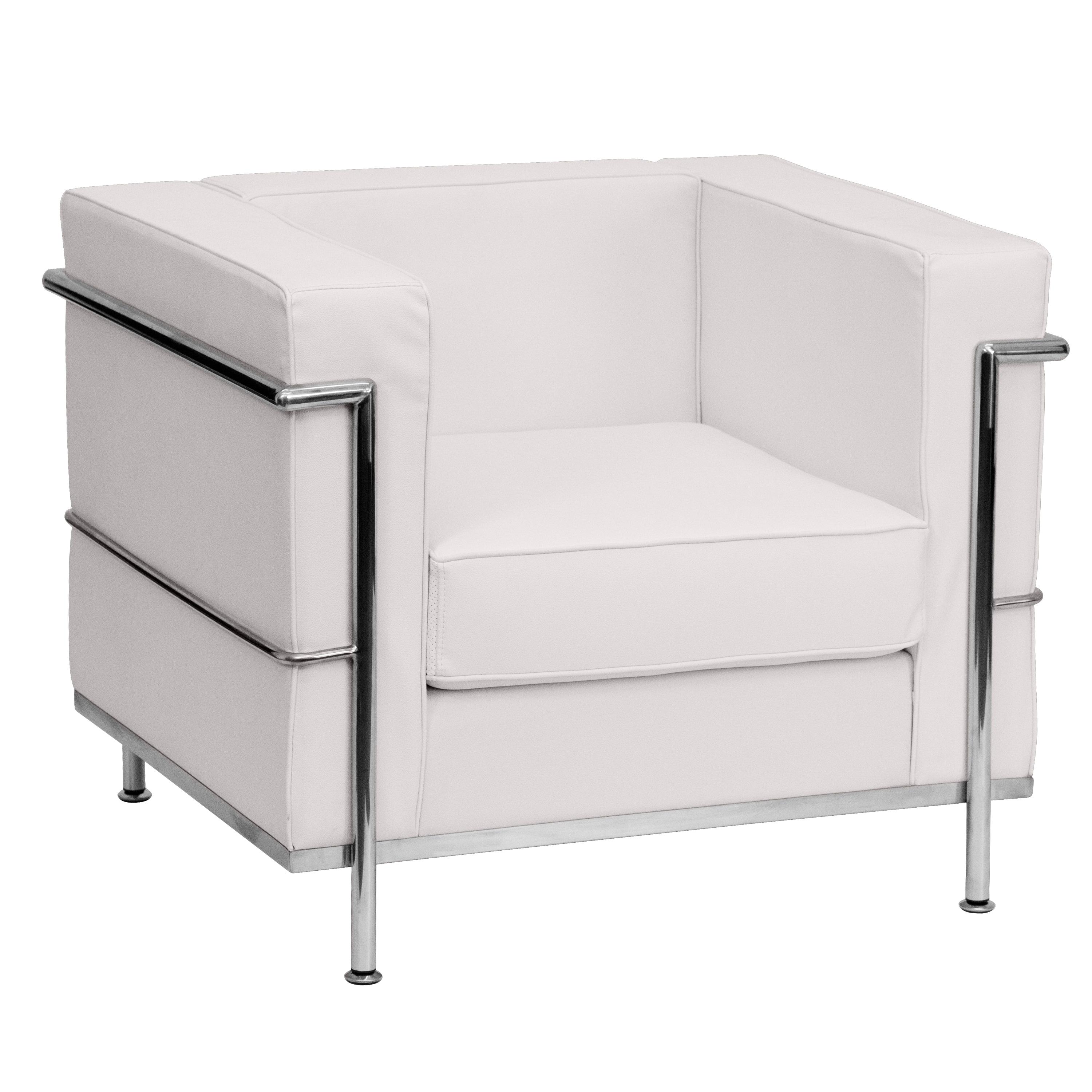 Flash Furniture HERCULES Regal Series Contemporary Melrose White LeatherSoft Chair with Encasing Frame