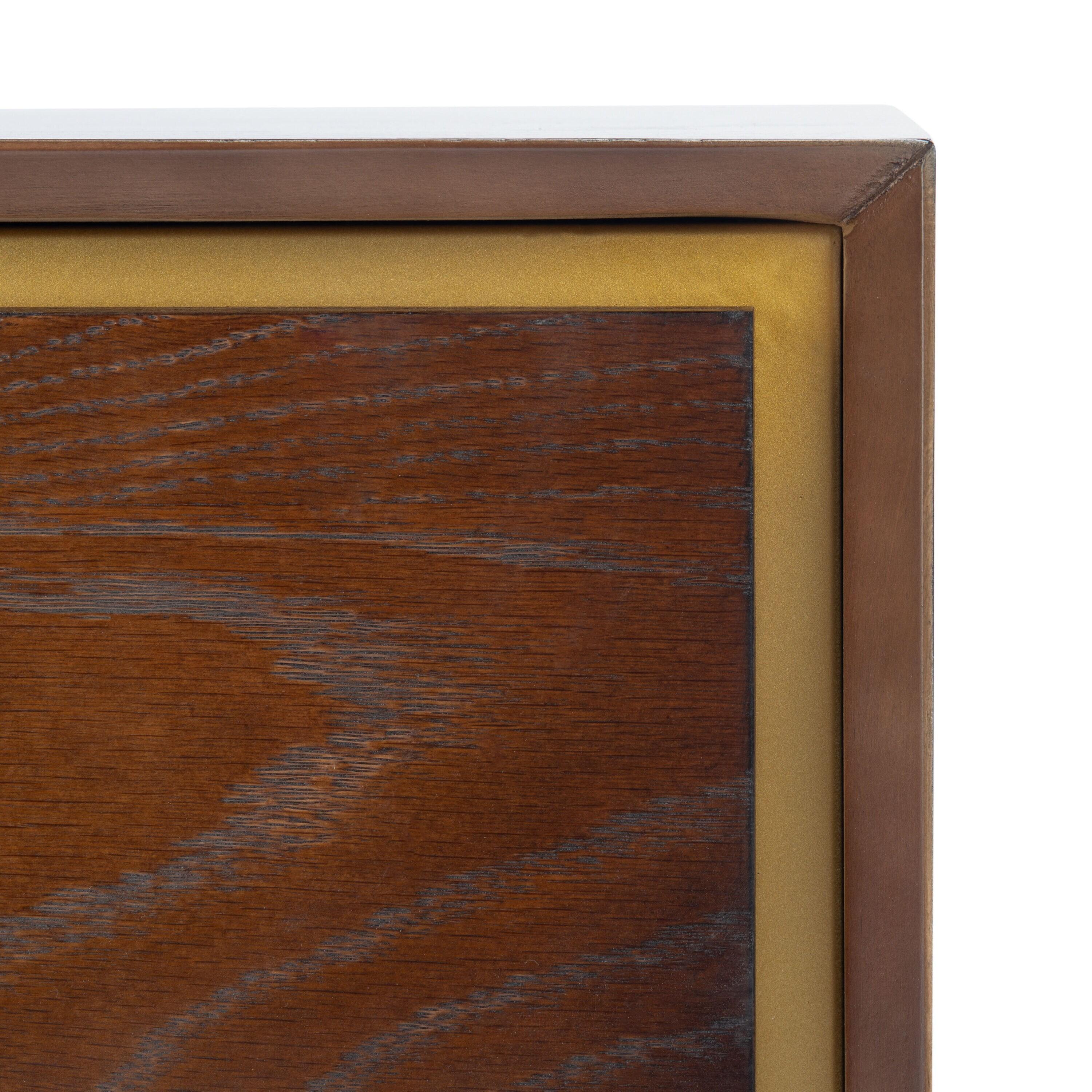 Fenno 2 Drawer Nightstand - Walnut/Brass - Safavieh.