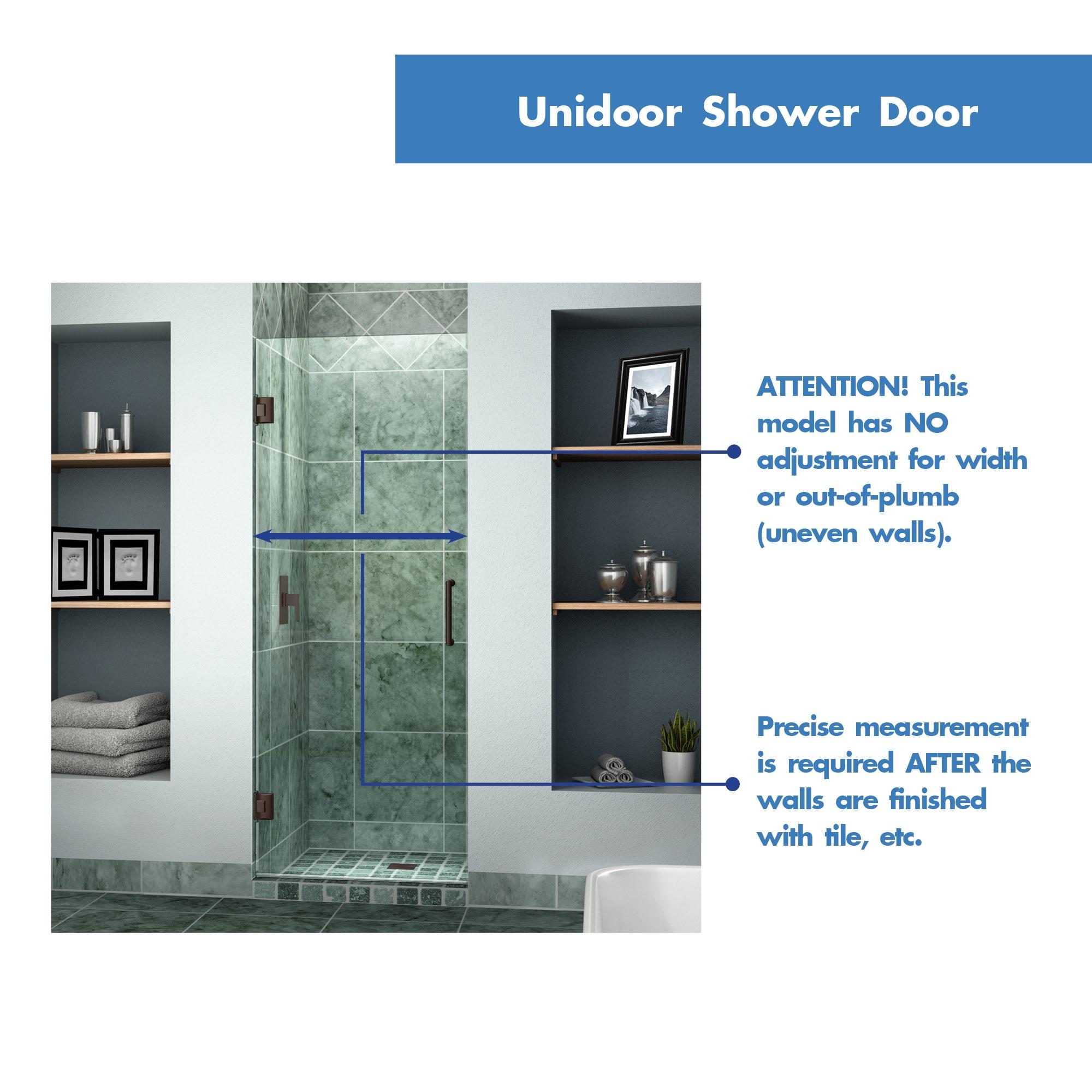 Unidoor 30" W x 72" H Hinged Frameless Shower Door