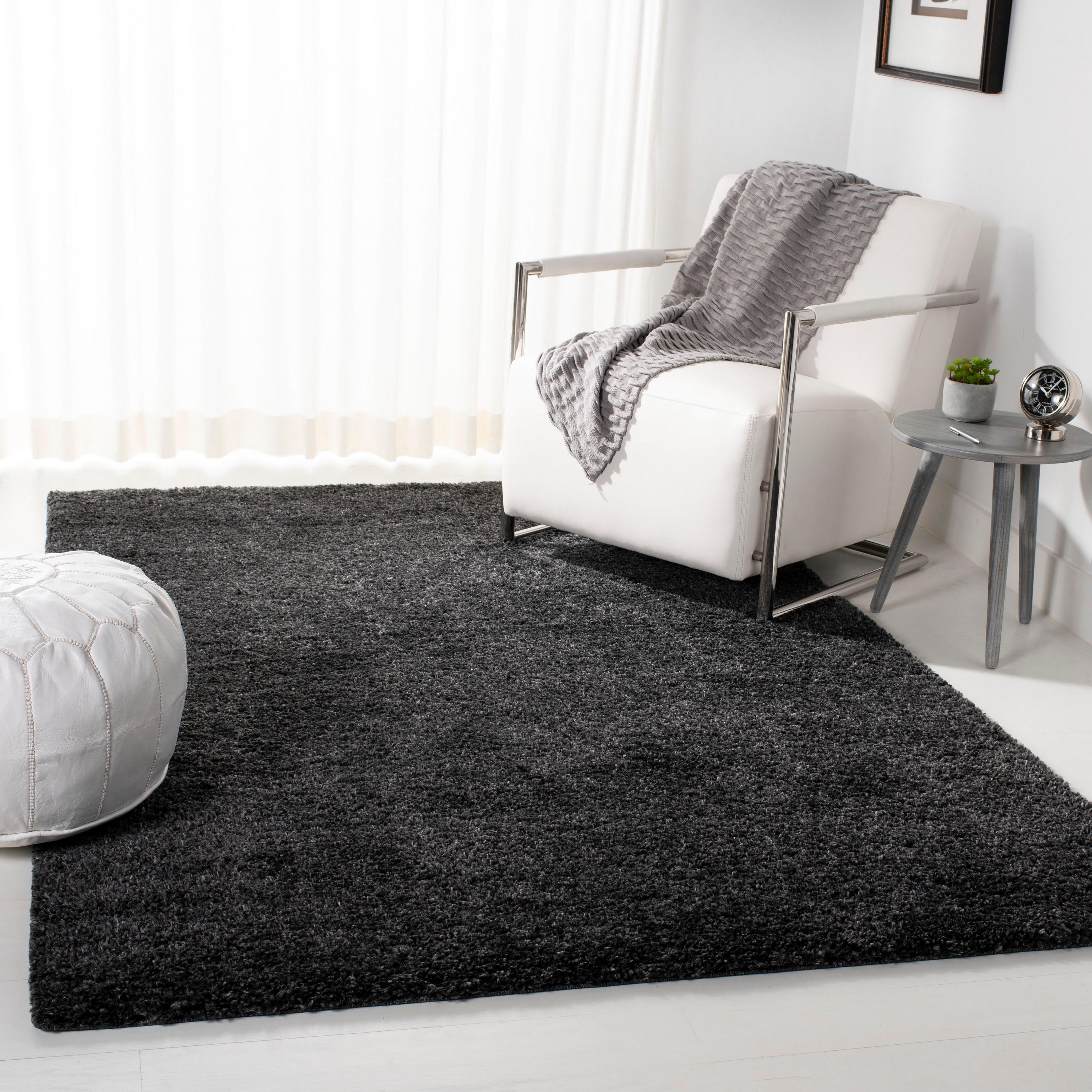 August Shag 900 AUG900 Power Loomed Indoor Area Rug - Charcoal - 5'3"x5'3" - Safavieh