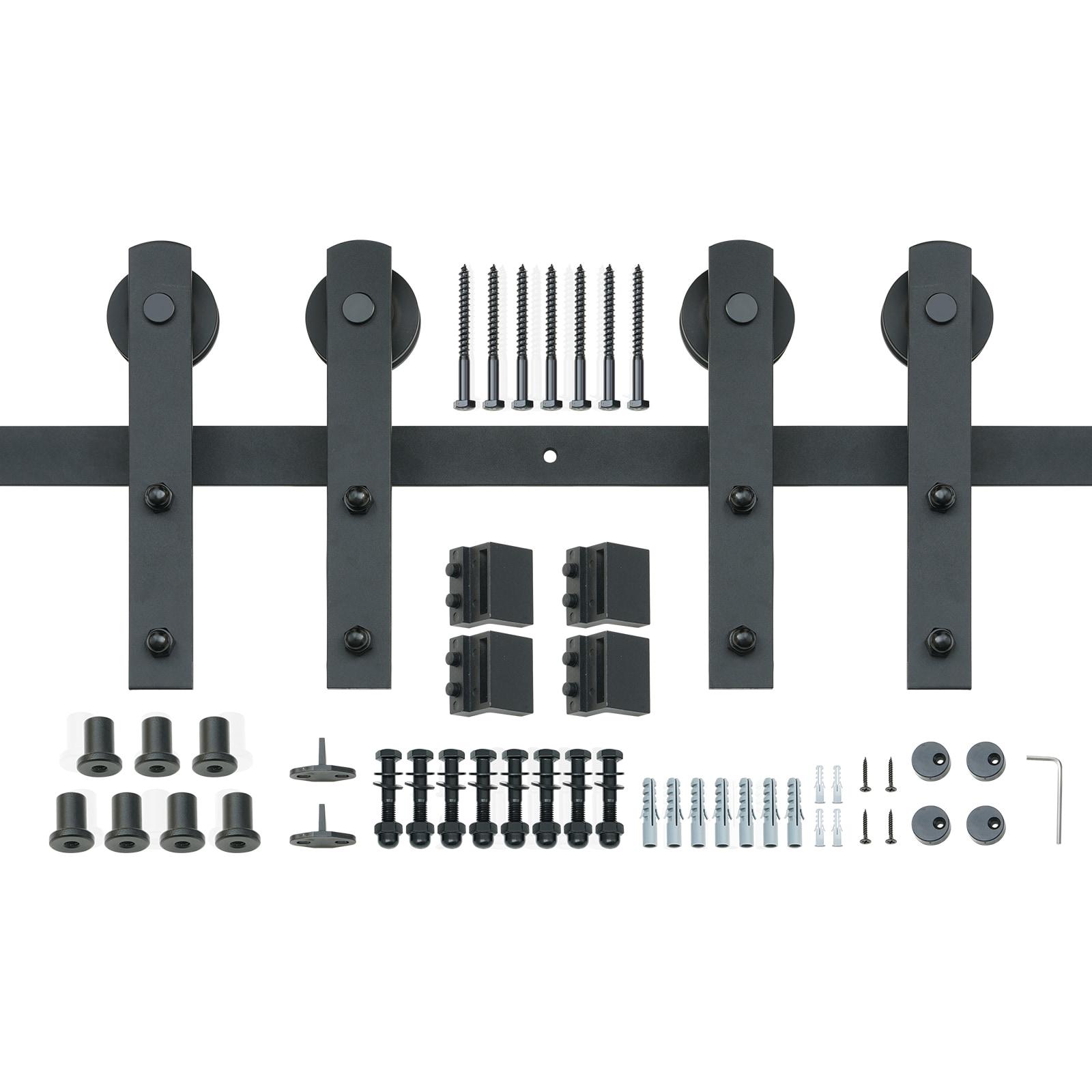 VEVOR Black Steel Single Door Barn Door Hardware Kit Standard Single