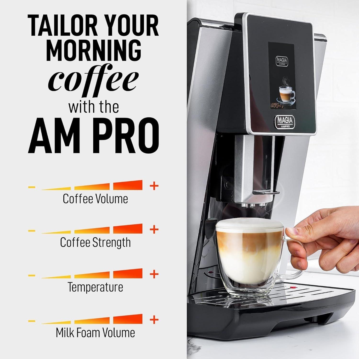 Magia AMPRO Automatic Espresso Machine with Grinder, Super Automatic Coffee Machine and Milk Frother by Zulay Kitchen