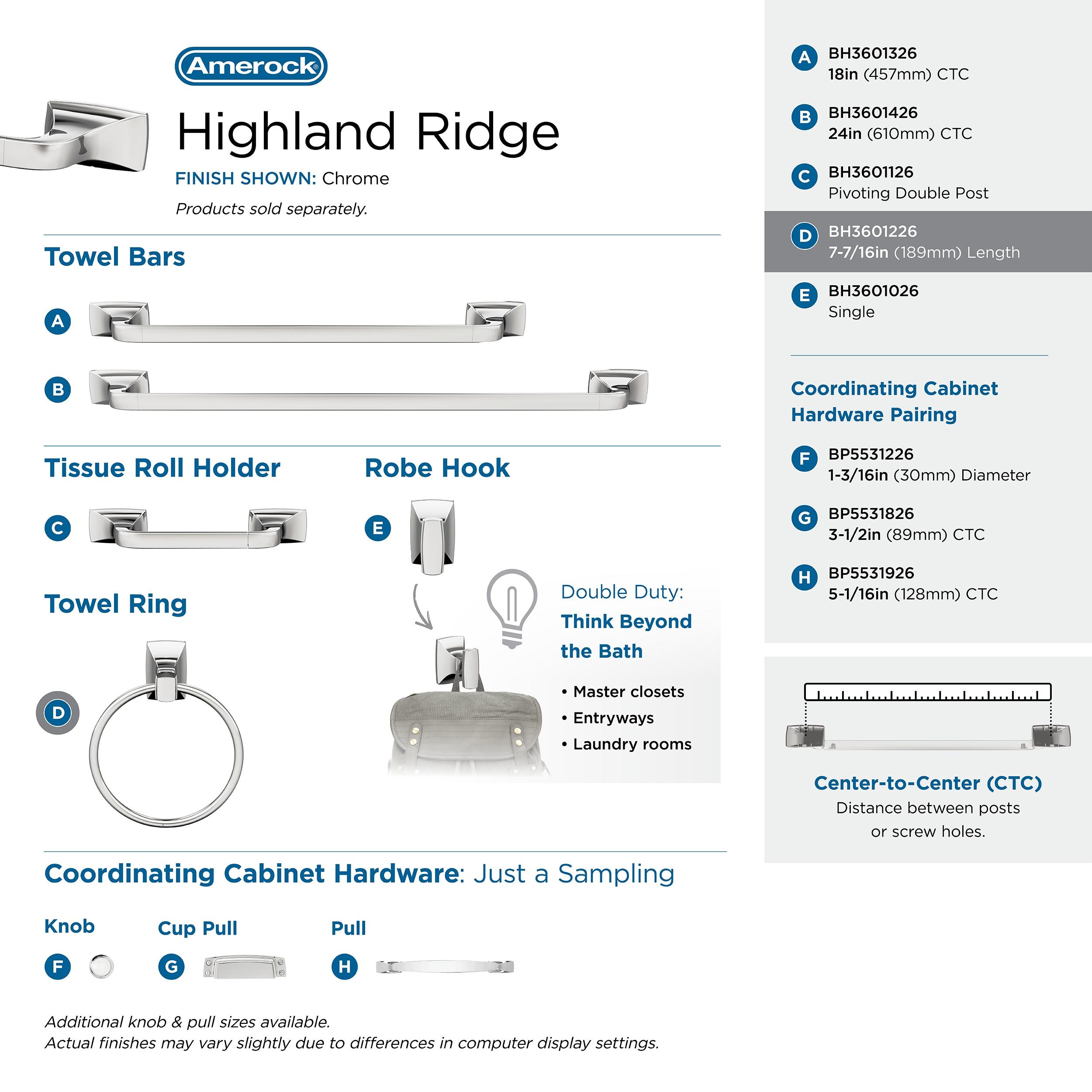 Amerock Highland Ridge Chrome Closed Towel Ring