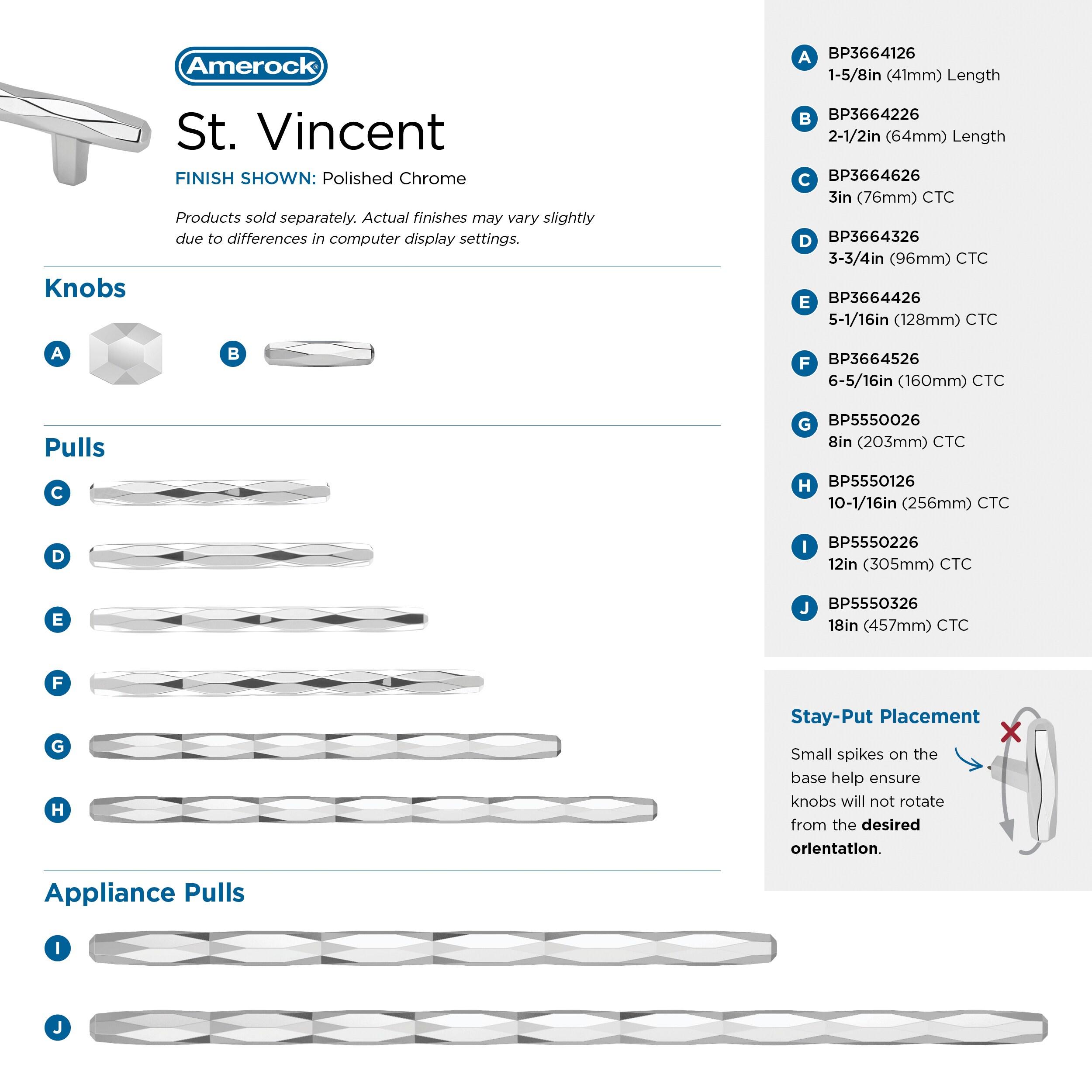 Amerock St. Vincent 8 inch (203mm) Center-to-Center Polished Chrome Cabinet Pull