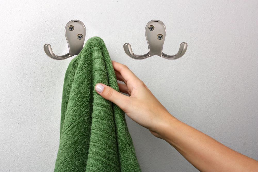 Satin Nickel Wall-Mounted Double Hook Set for Coats and Towels