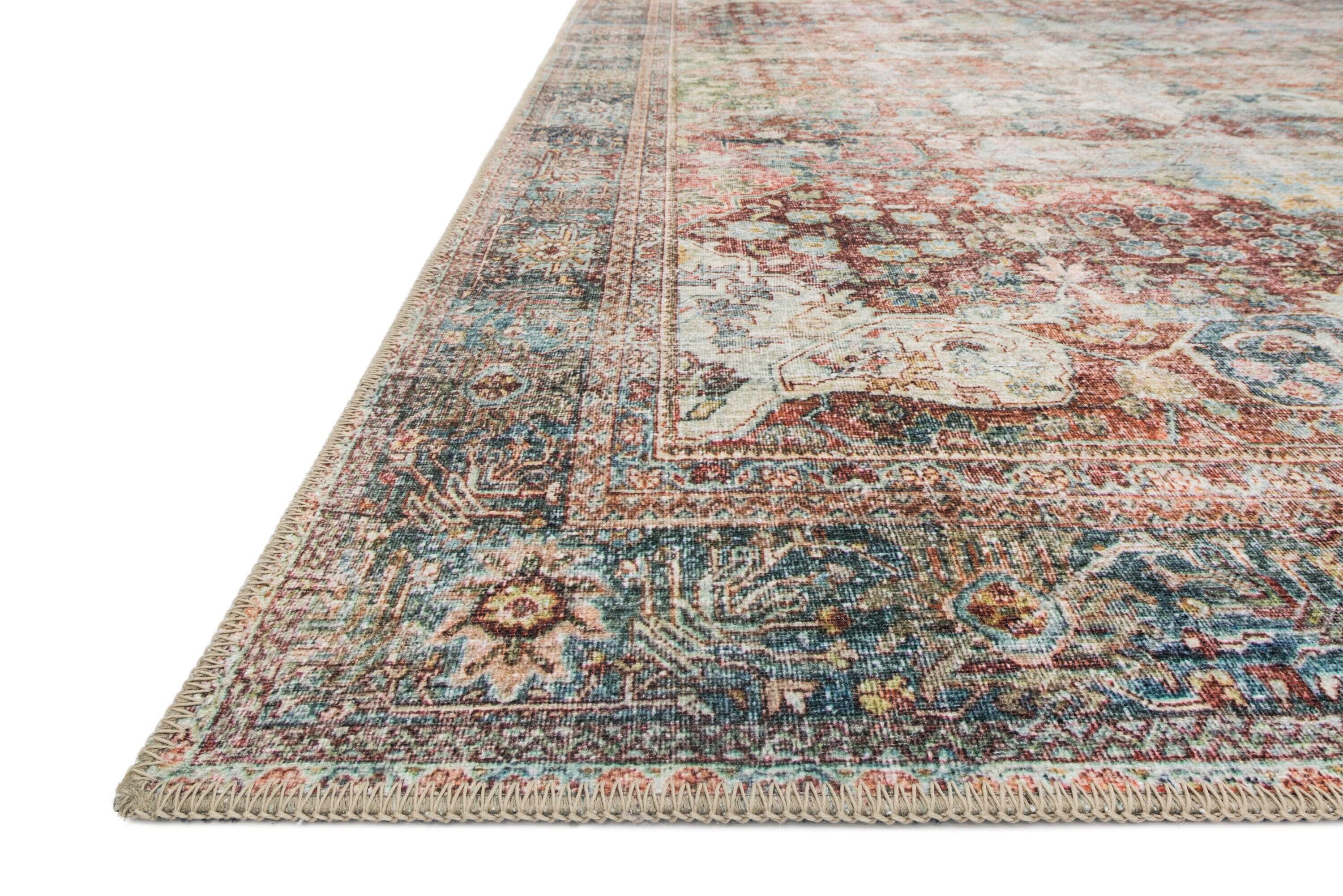 Brick and Multi Oriental Hand-knotted Synthetic Rug 3'6" x 5'6"