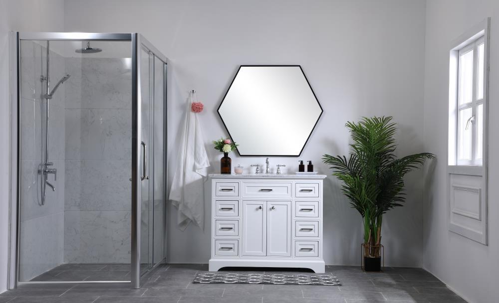 Elegant Decor Americana 42" Single Marble Top Bathroom Vanity in White