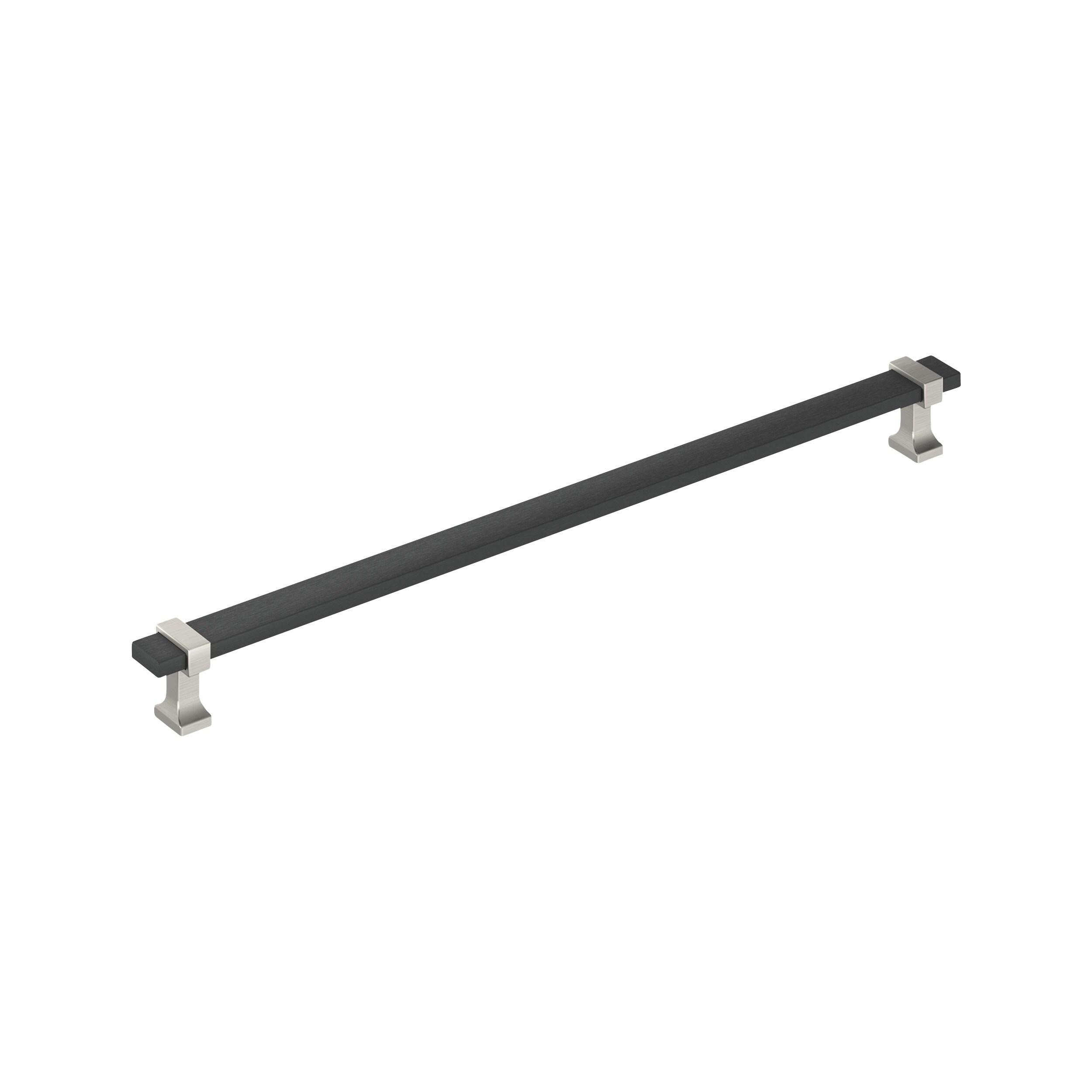 Amerock Overton 12-5/8 inch (320mm) Center-to-Center Brushed Matte Black/Satin Nickel Cabinet Pull