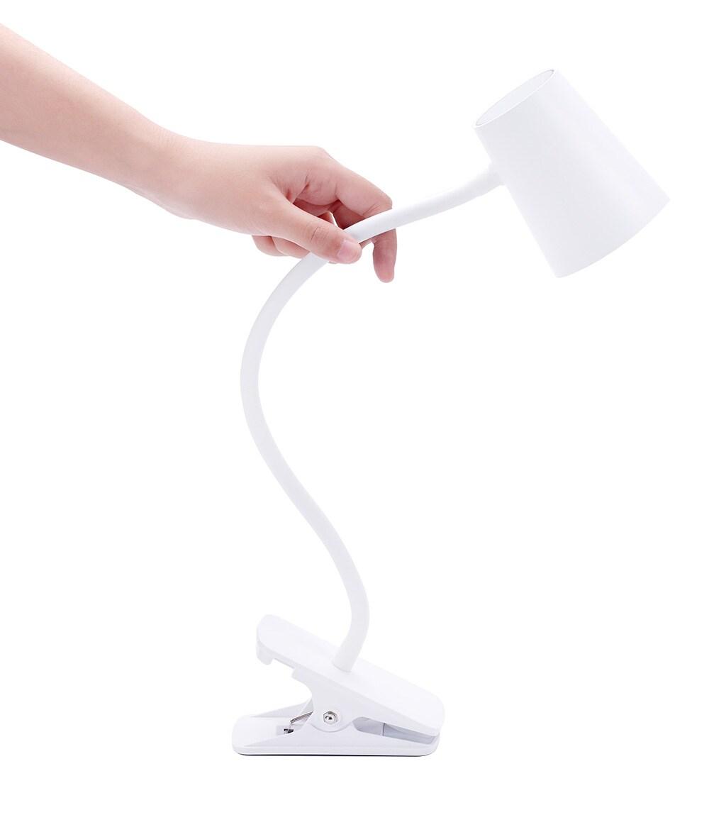 Adjustable LED Clamp Light, 7.48 in. White, Indoor, Desk Lamp