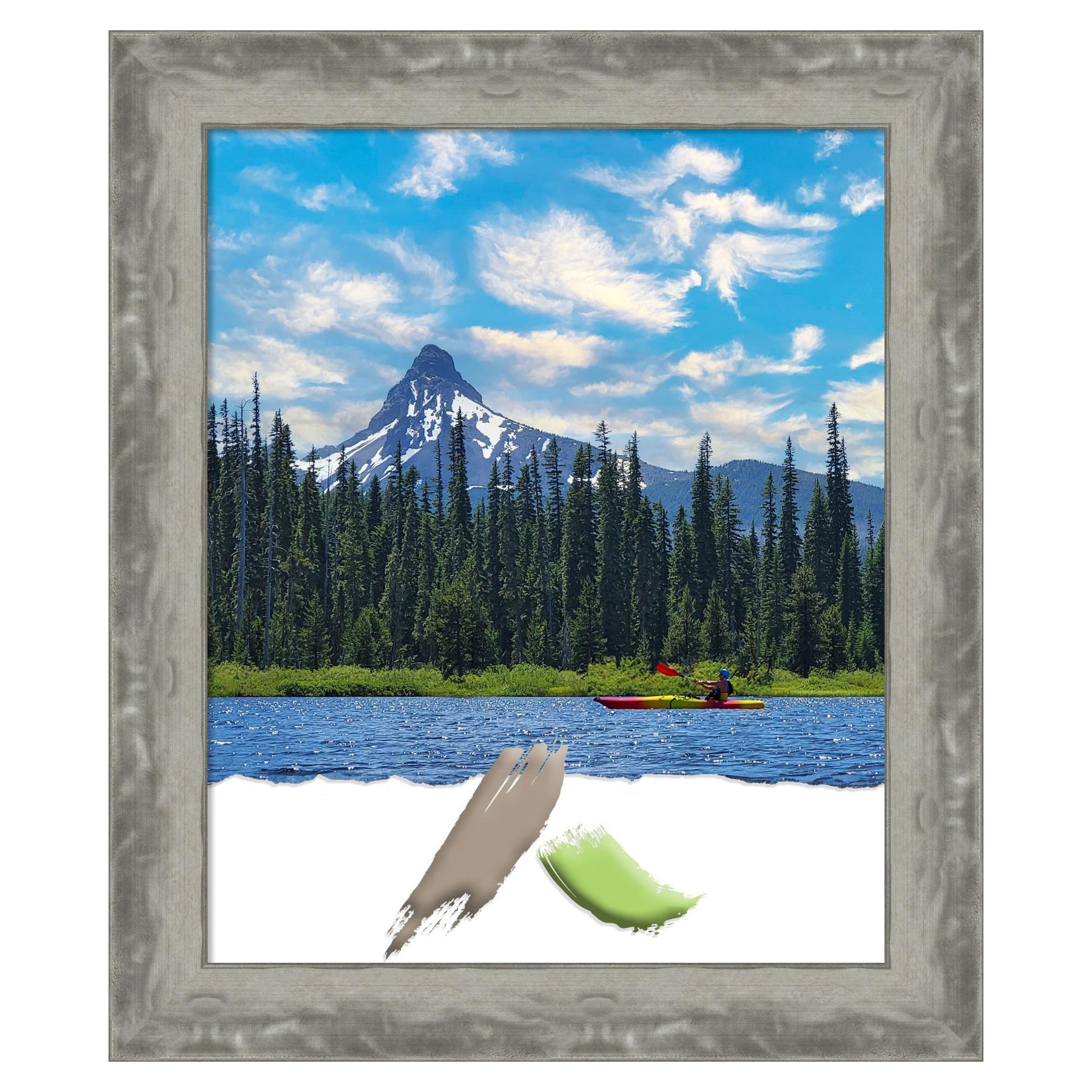 Amanti Art Waveline Silver Narrow Picture Frame Opening Size 18x22 in.