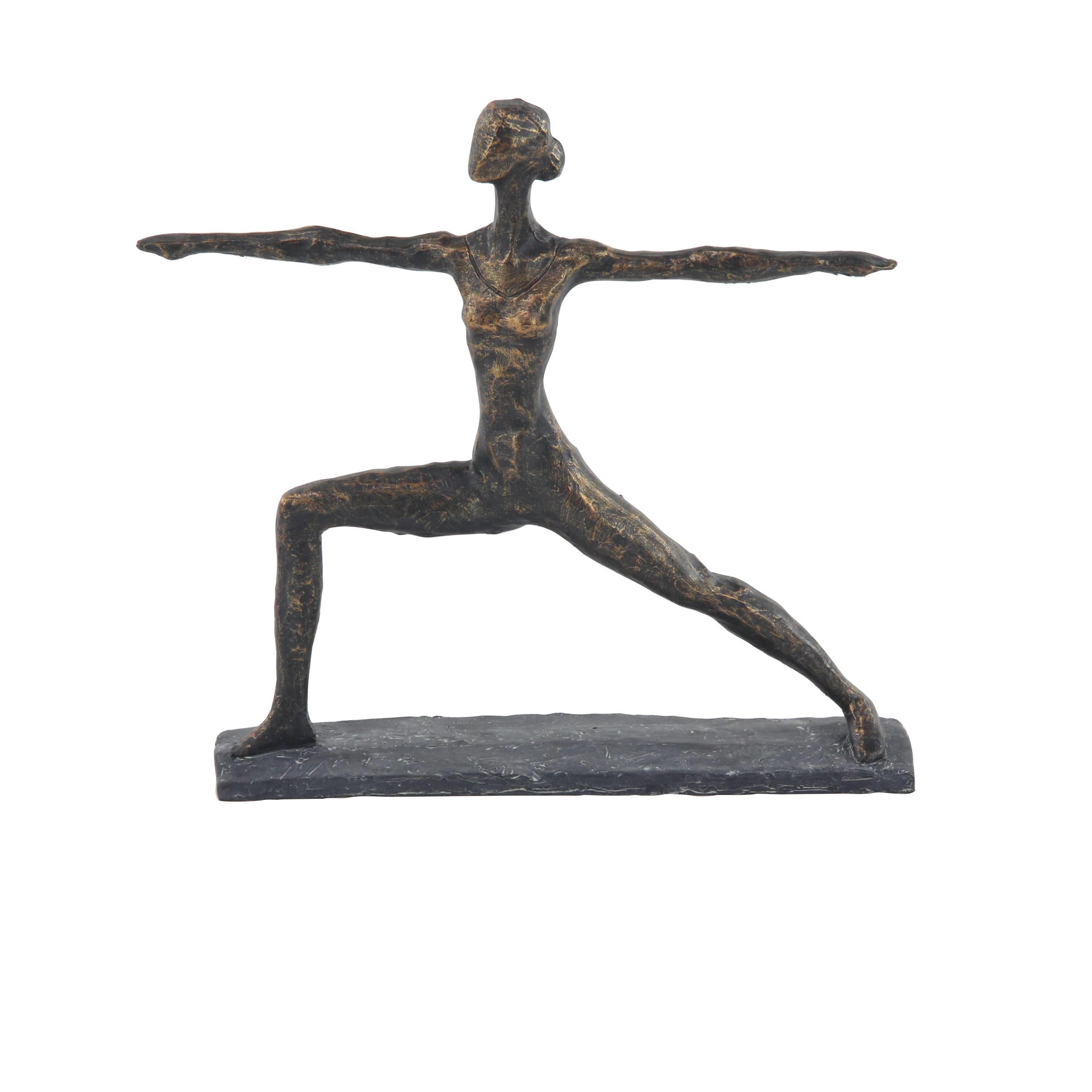 14" x 12" Brass Polystone Yoga Sculpture, by DecMode