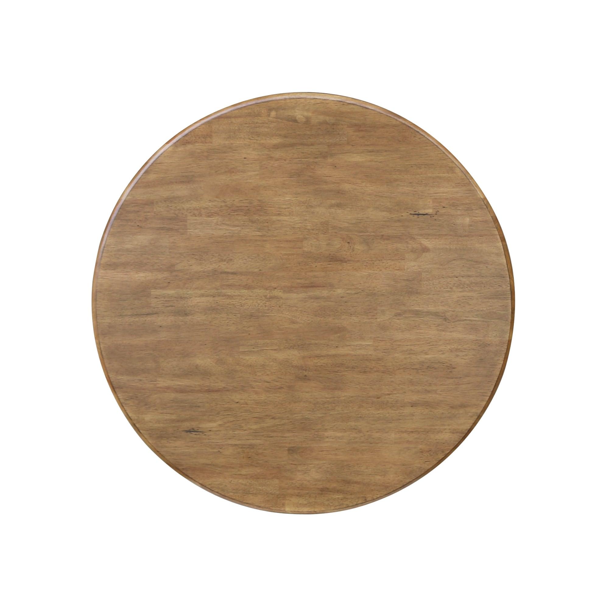 29" Dining Height Madeline Round Top Pedestal Table Hickory Brown - International Concepts: Solid Wood, Kitchen, Non-Extension