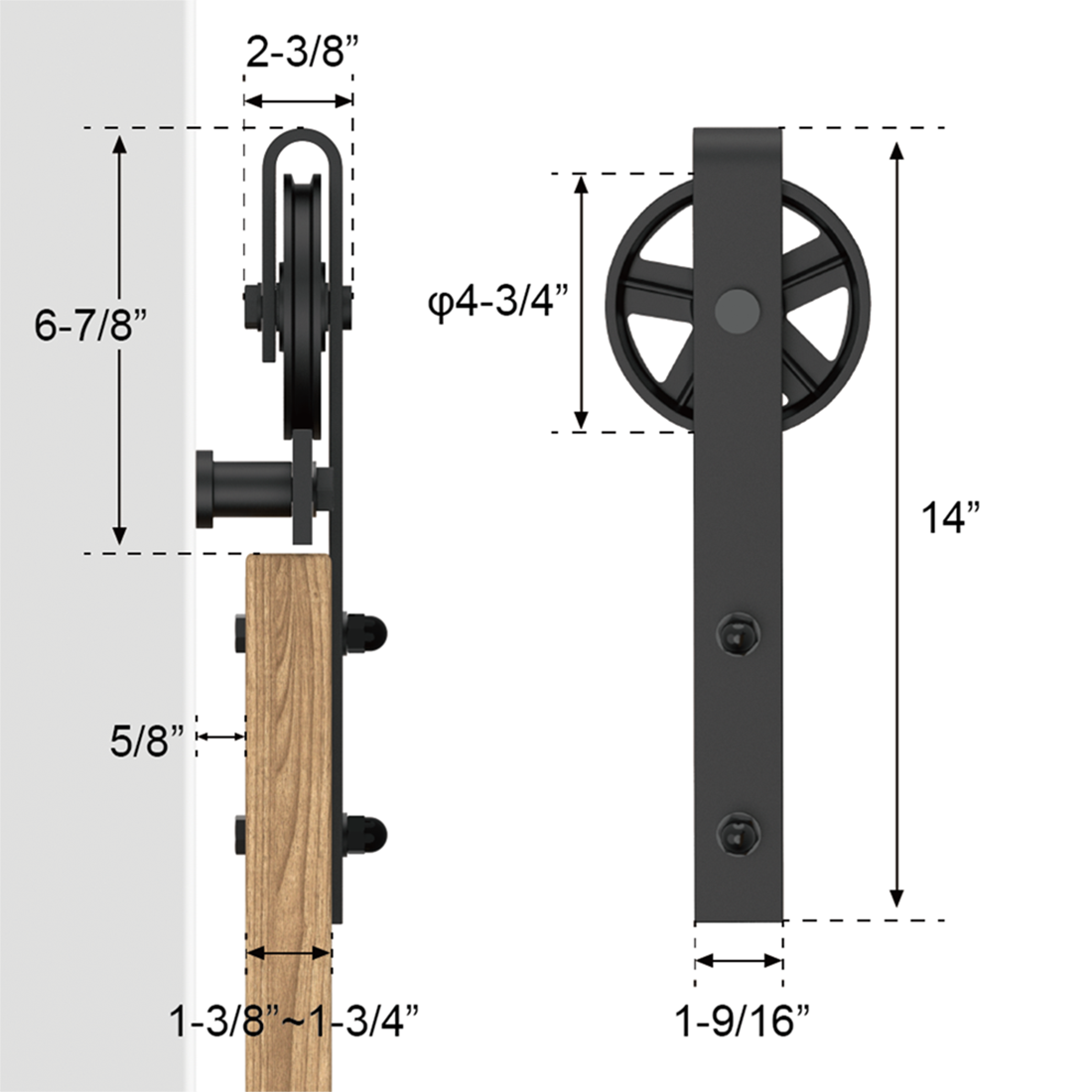 Lazio Sliding Standard Double Barn Door Hardware Kit