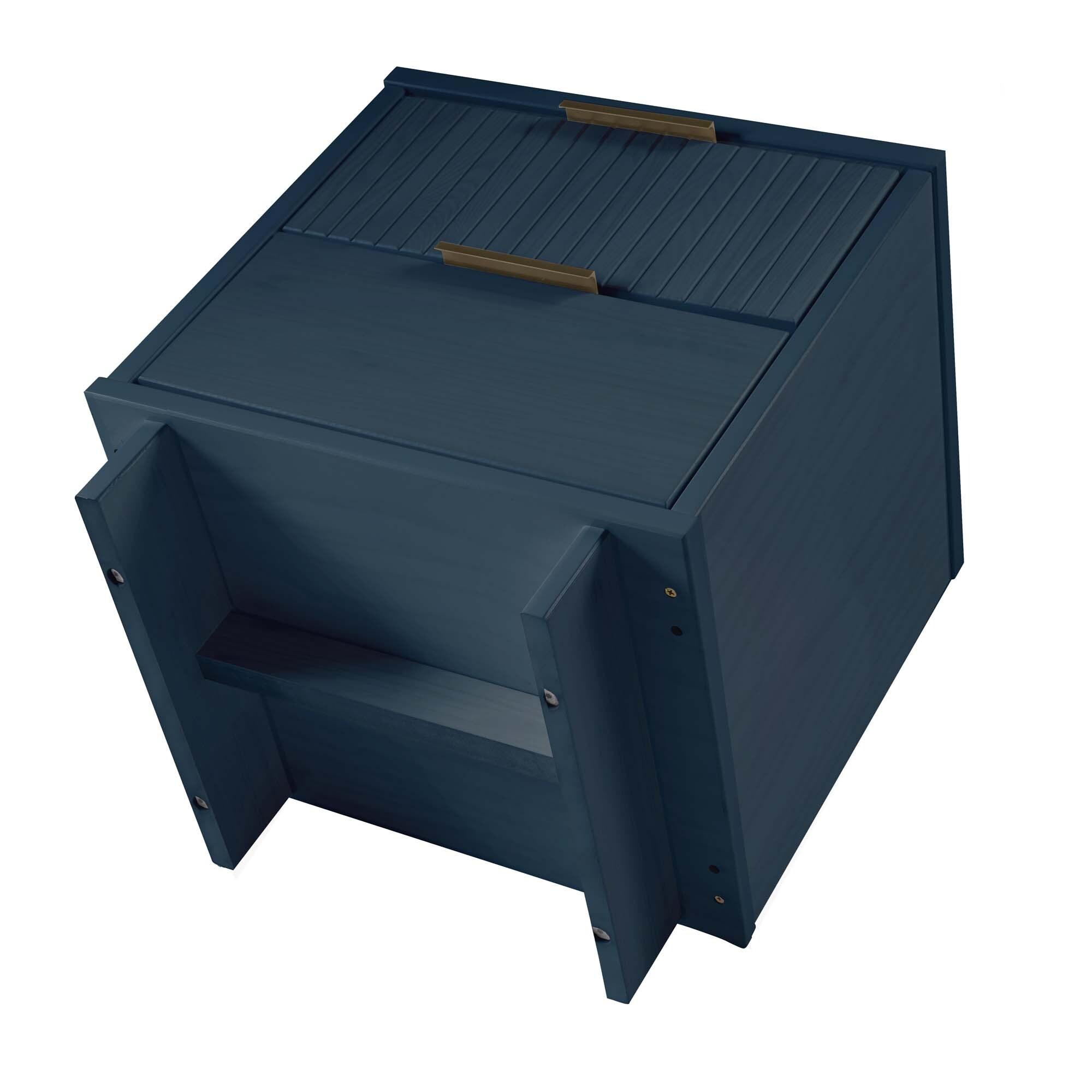 Granville Modern 2 Drawer Nightstand Midnight Blue - Manhattan Comfort: Soft Close, UV Finish, Metal Handles
