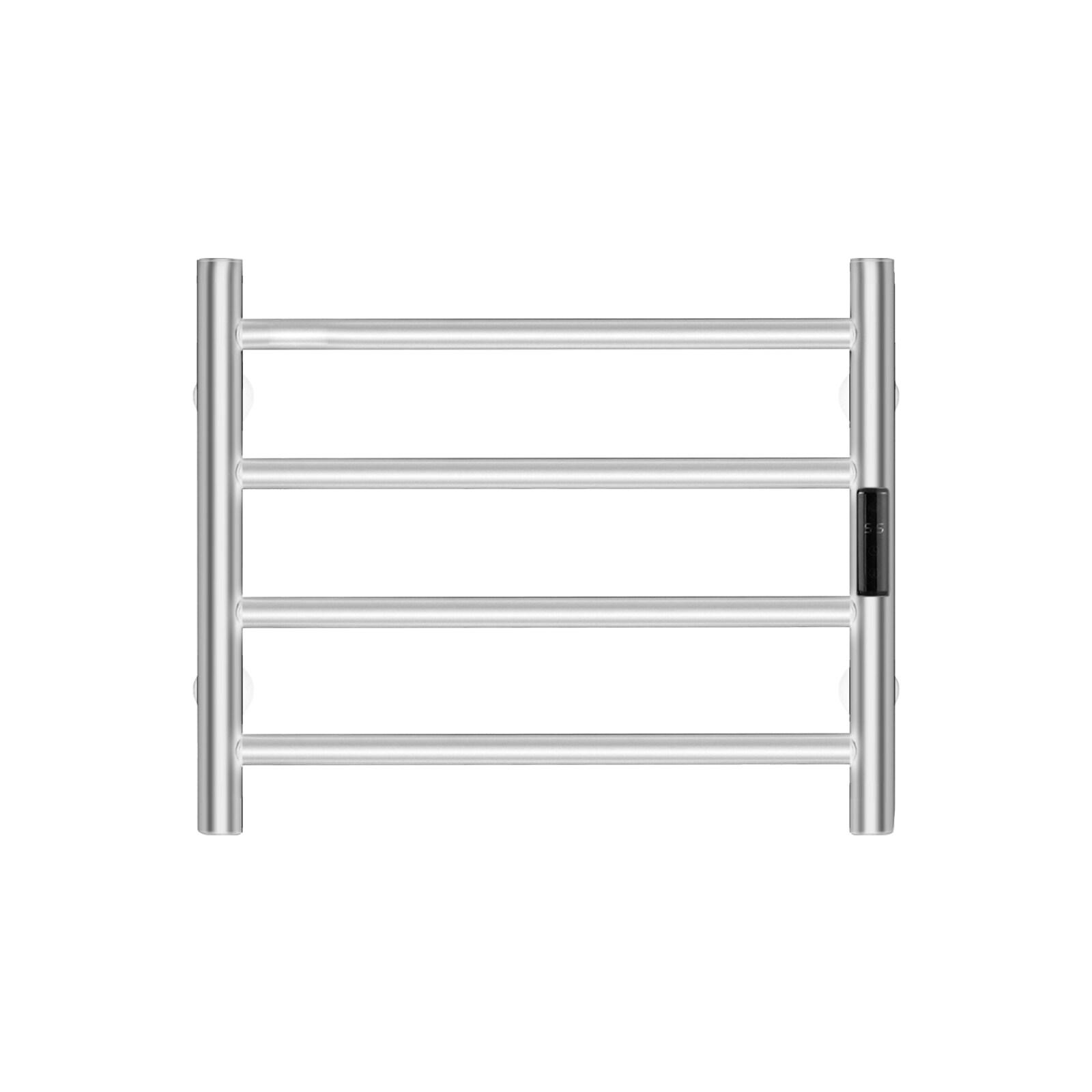 VEVOR 4 Bars Towel Warmer Rack, Wall Mounted Heated Towel Rack for Bathroom, IPX5 Waterpoof Towel Heater Rack with Timer & LED Display Screen, 5 Levels Adjustable Temperature Towel Heater, Silver