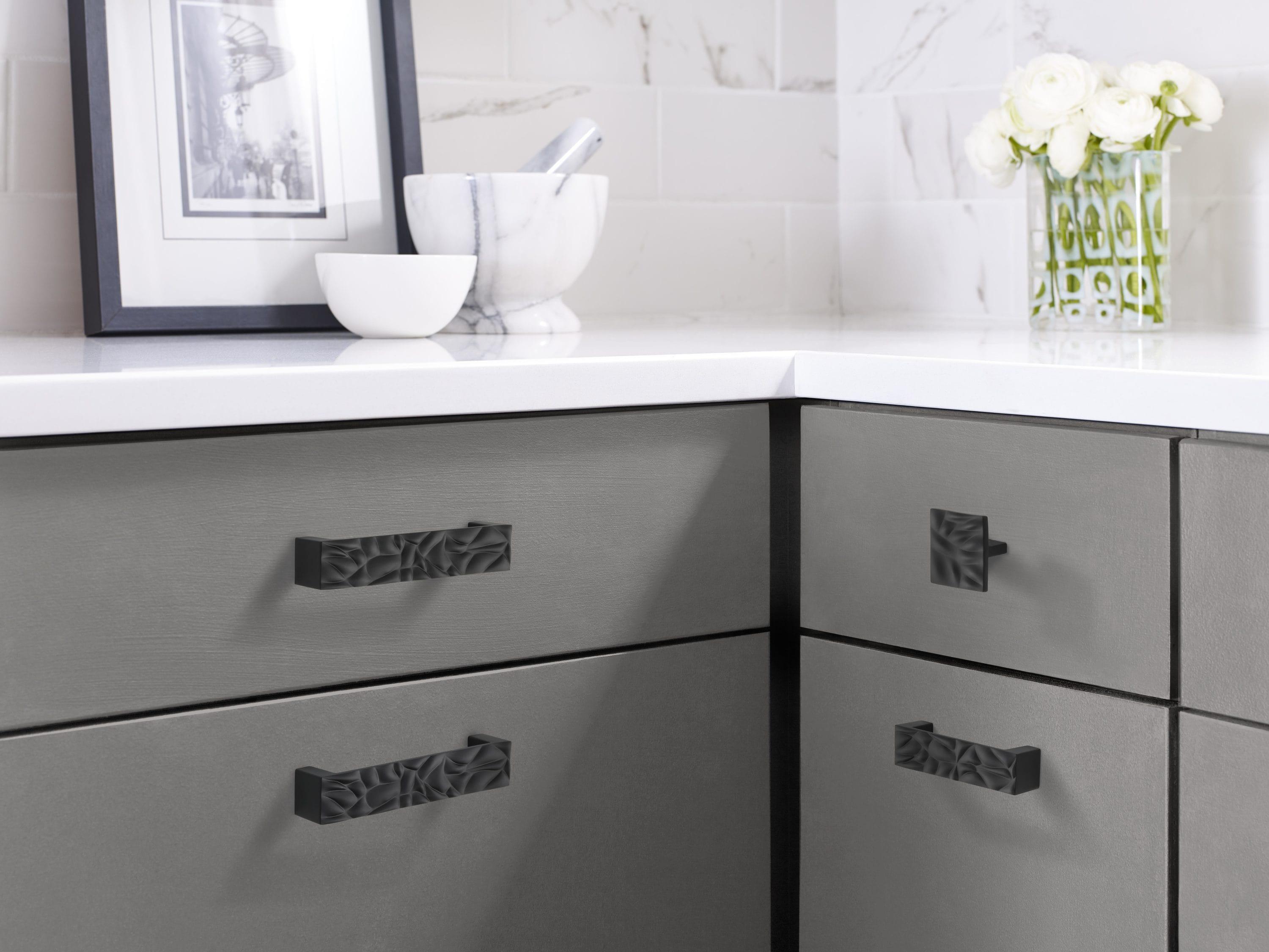 Matte Black Textured Cabinet Pull with Mounting Hardware