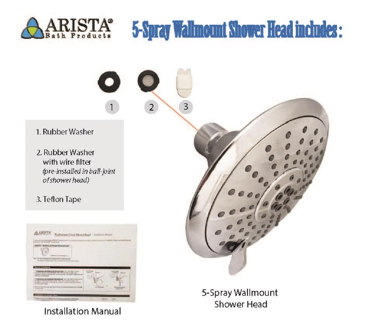 Fixed Shower Head 2.0 GPM GPM with Water Filtration