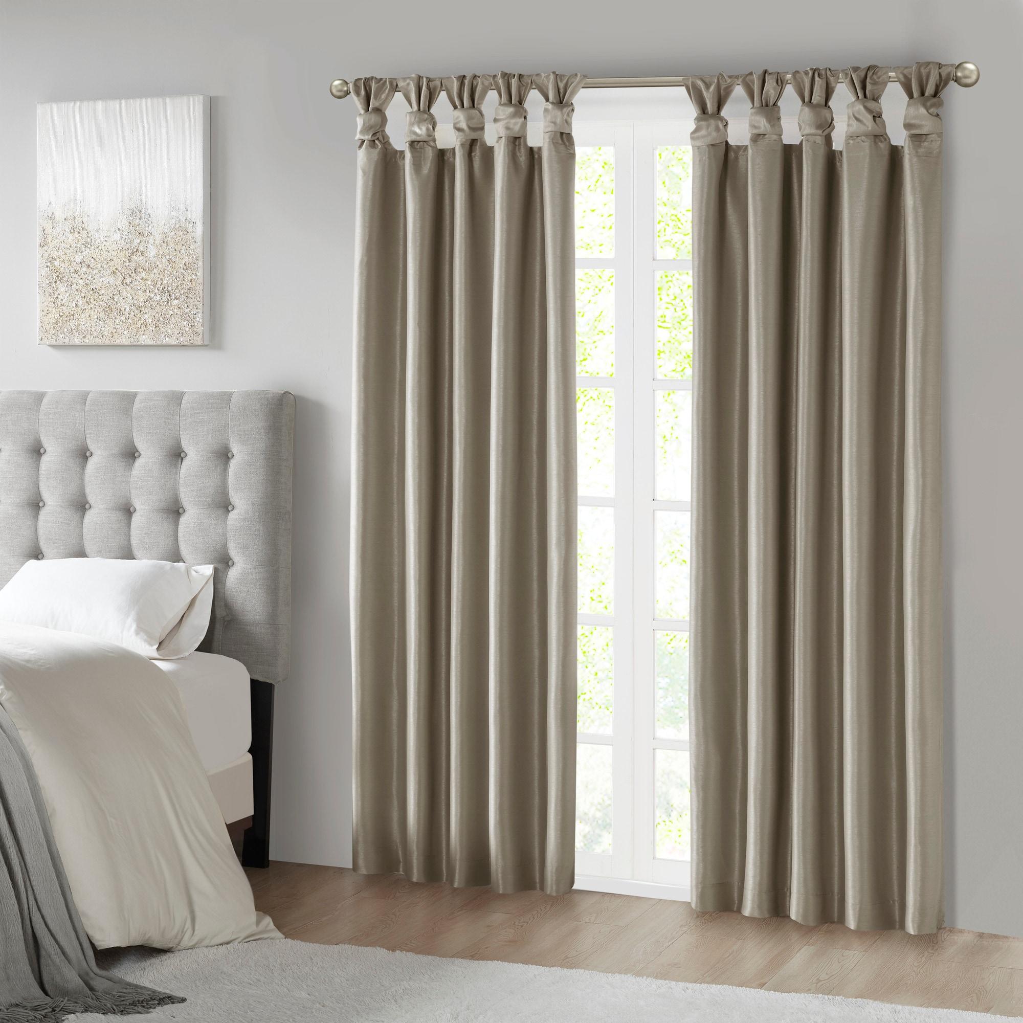 Emilia Faux Silk Twist Tab Total Blackout Window Curtain Panel