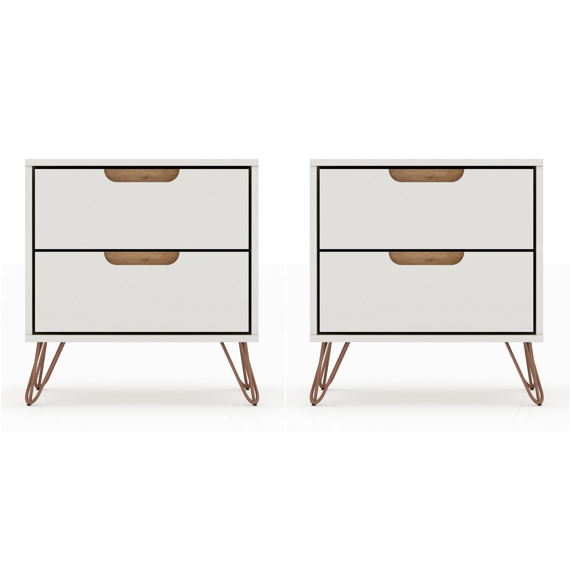 Set of 2 Rockefeller 2 Drawer Nightstands - Manhattan Comfort