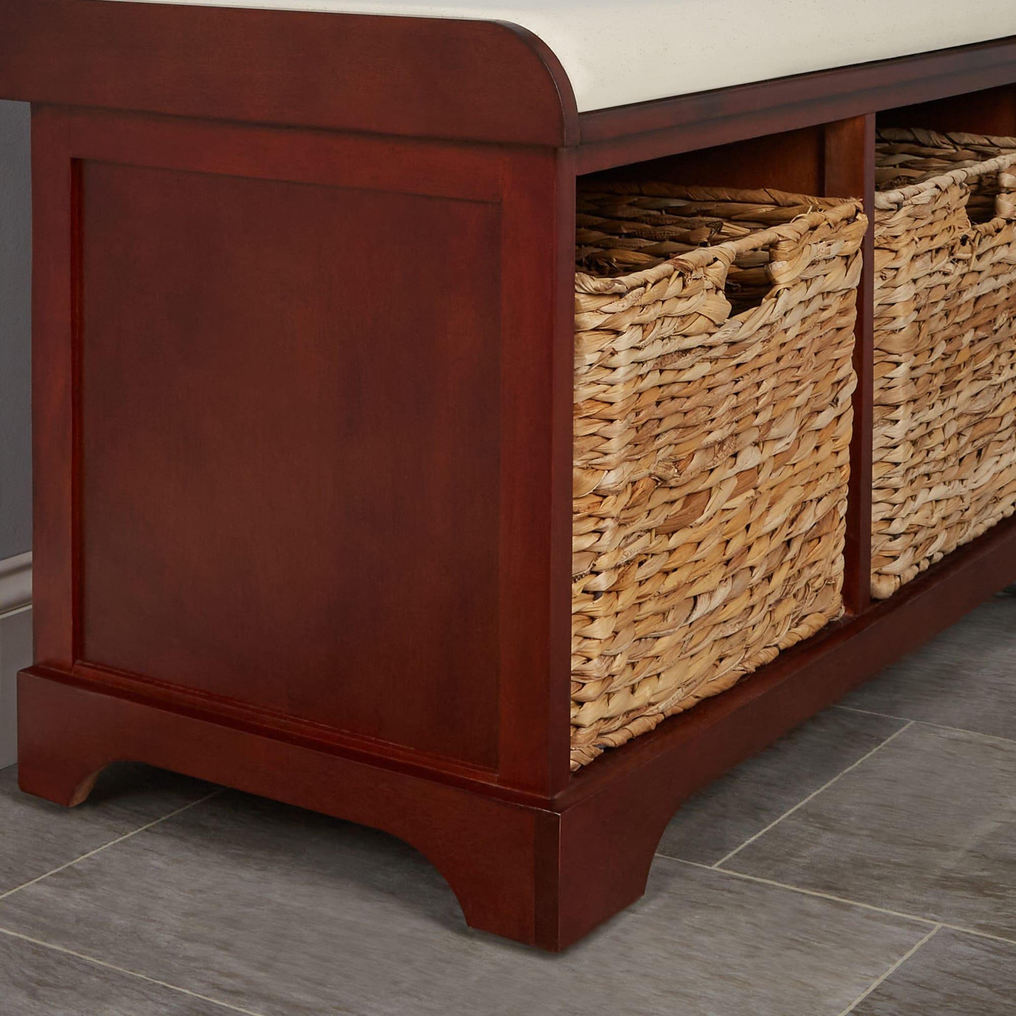 Freddy Wicker Storage Bench - Cherry - Safavieh