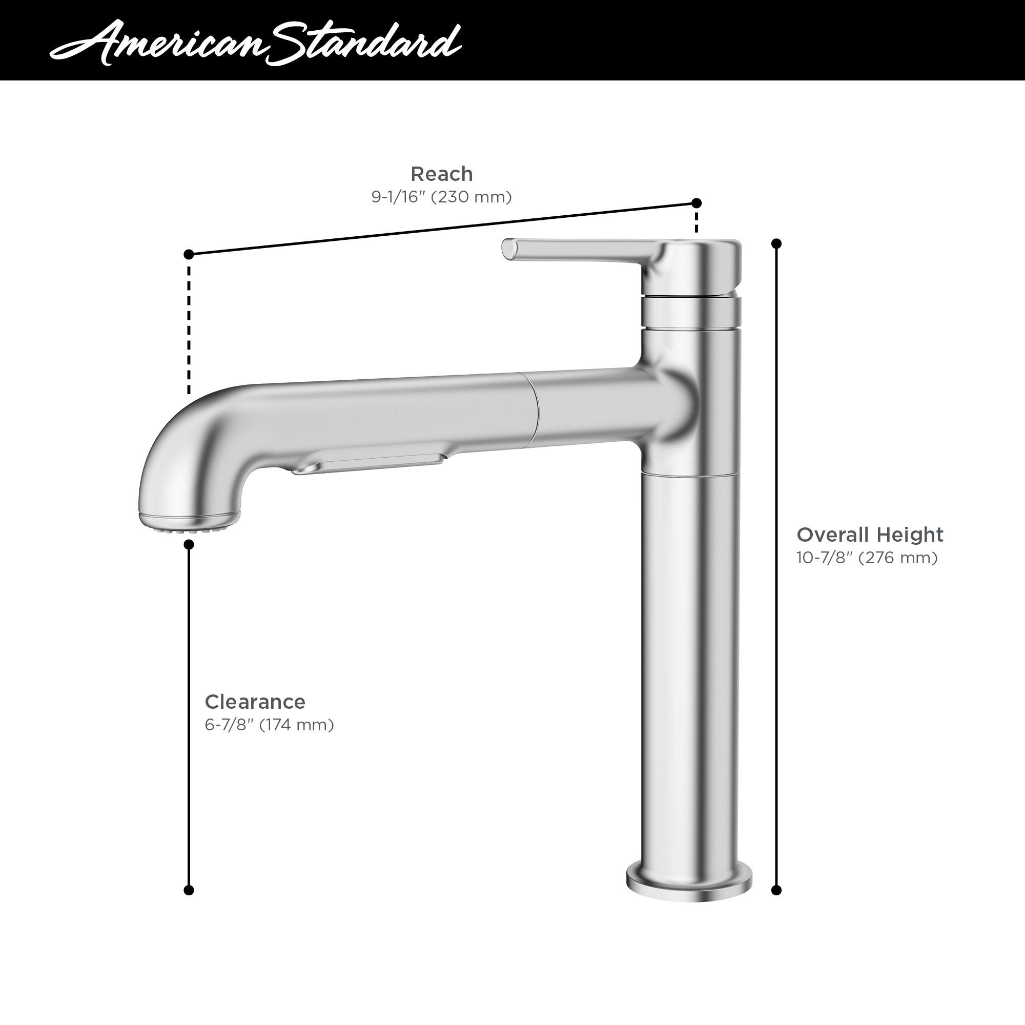 American Standard 4803.100 Studio S 1.8 GPM Single Hole Pull Out Kitchen Faucet - Brushed