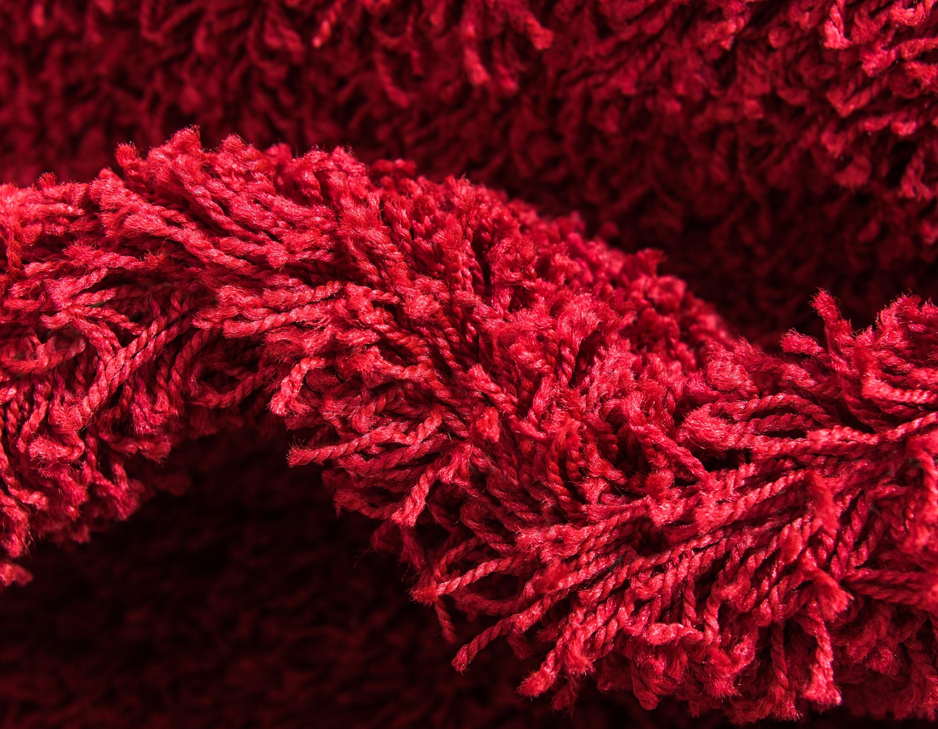 Unique Loom Solid Shag Collection Area Rug (8' Round, Cherry Red)