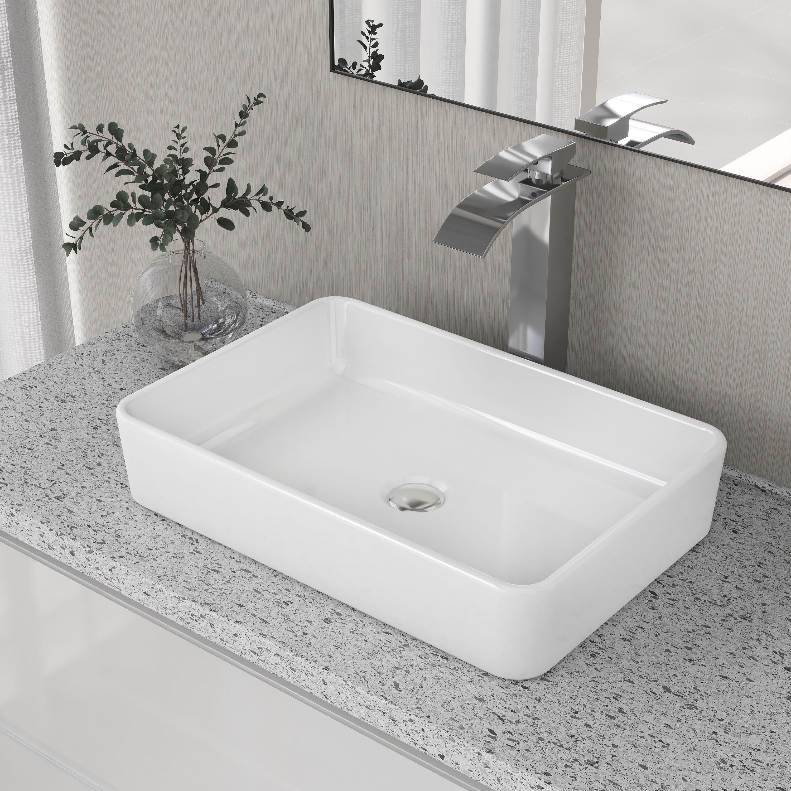 Ally 20" x 13'' Rectangular Vitreous China Vessel Bathroom Sink