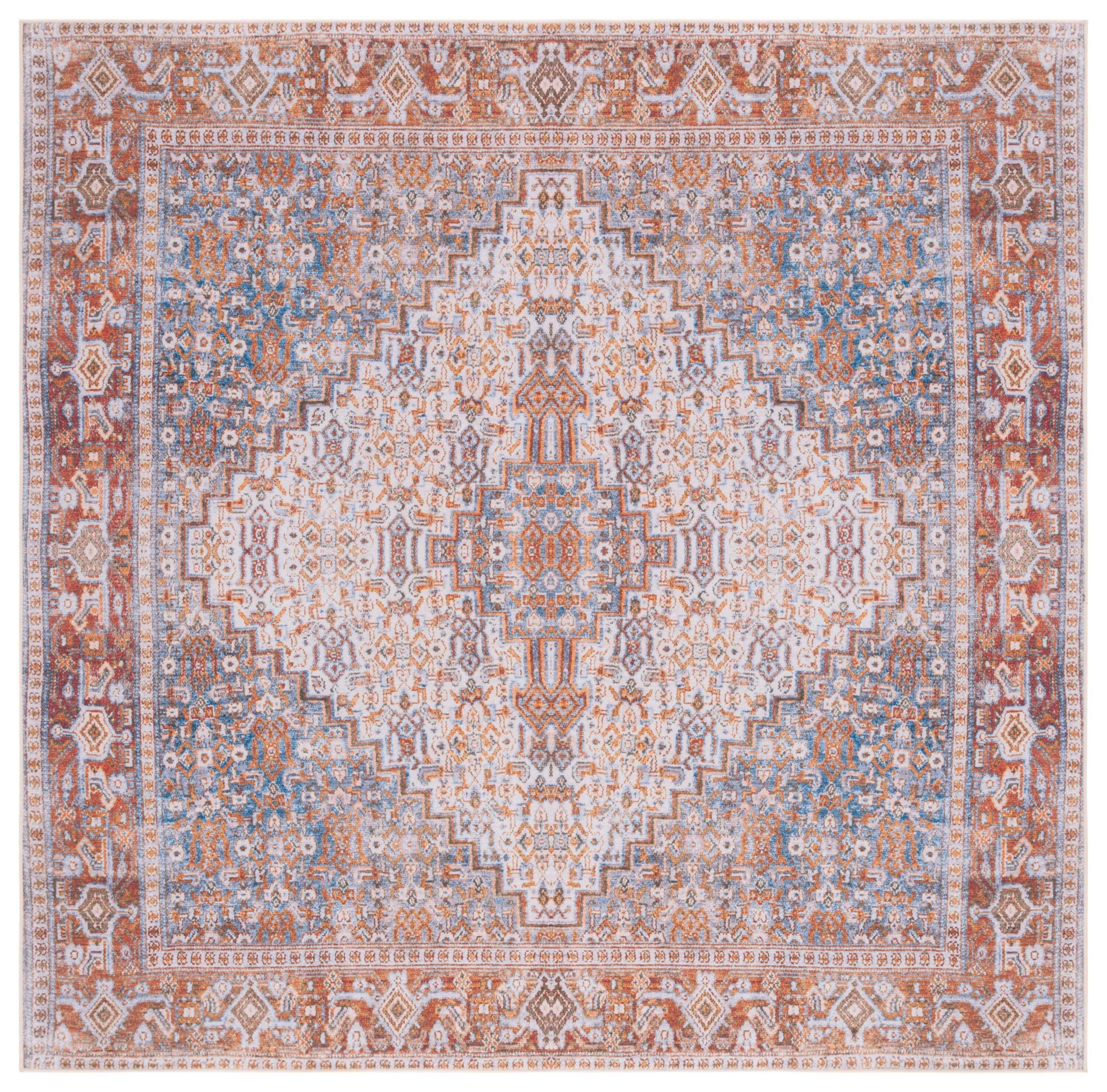 Tucson TSN166 Power Loomed Machine Washable Area Rug - Beige/Rust - 6'x6' - Safavieh.