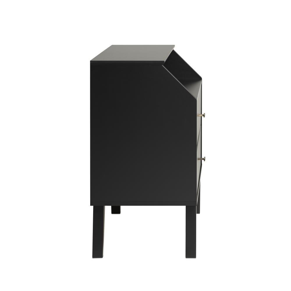 Prepac Milo Mid-Century Modern 2-Drawer Bedroom Nightstand, Black