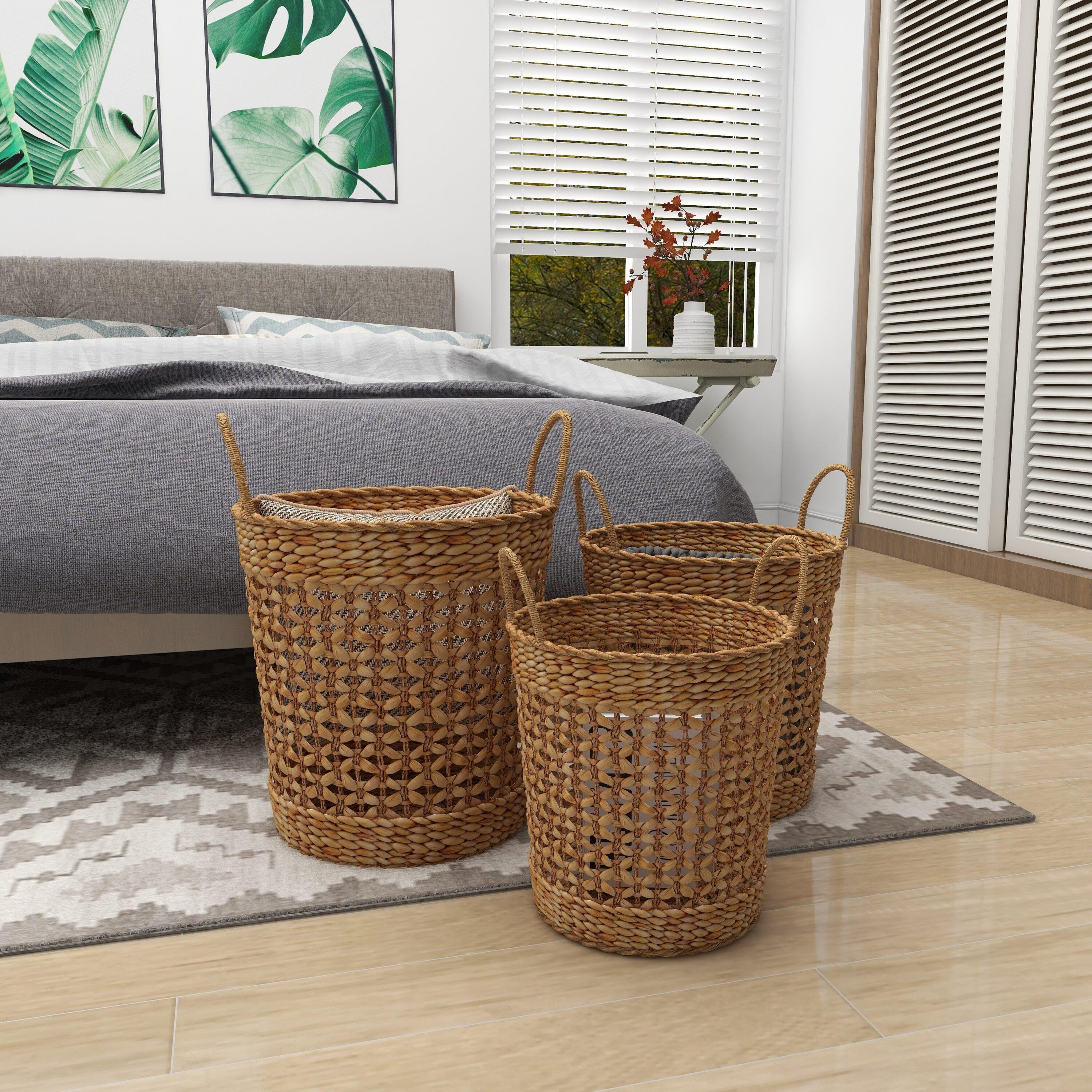 Seagrass Handmade Woven Decorative and Functional Storage Basket with Handles