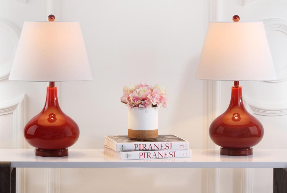 Amy Gourd Table Lamp (Set of 2) - 24 Inch Height - LIT4087 - Red - Safavieh