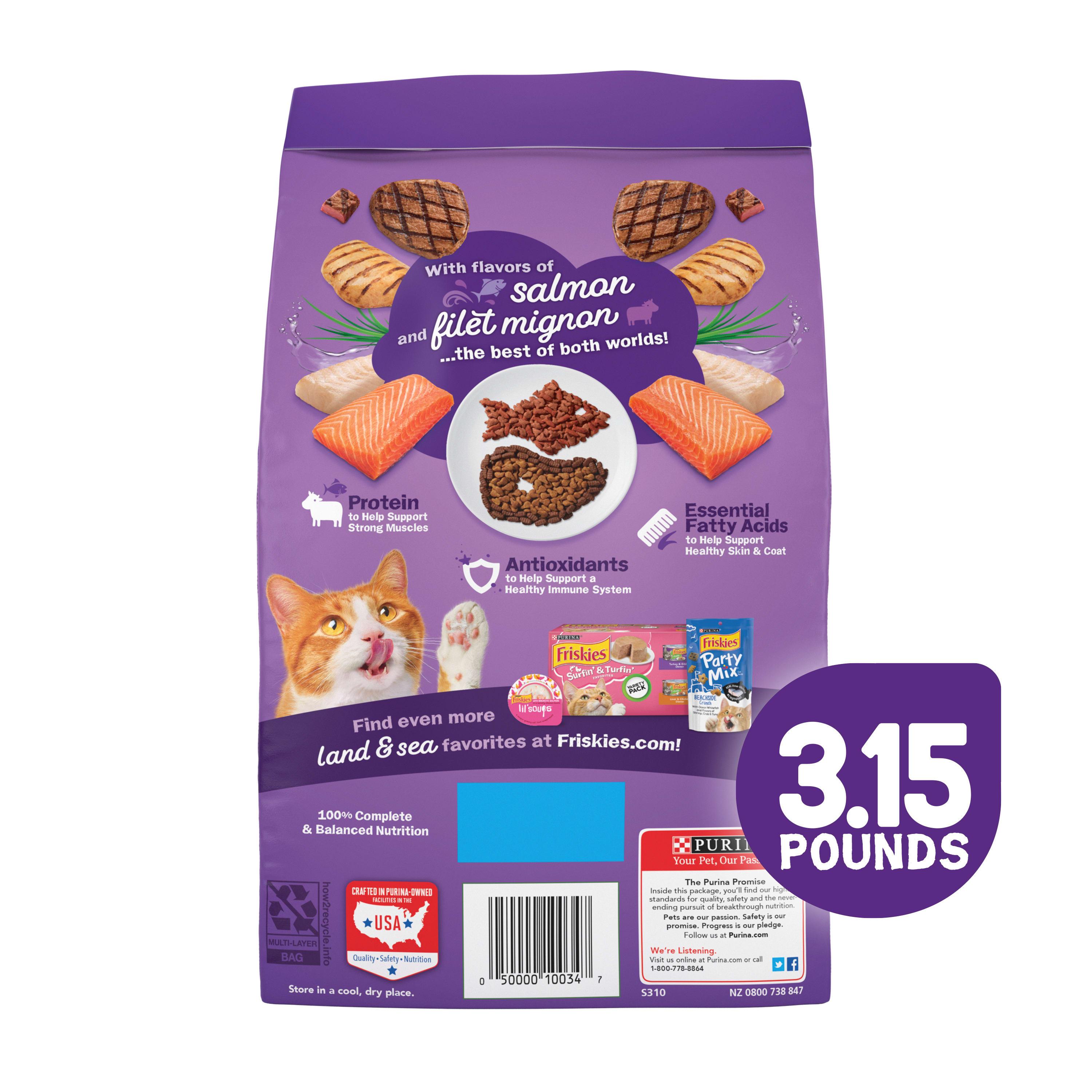 Purina Friskies Surfin &Turfin Favorites with Flavors of Chicken, Beef & Seafood Adult Balanced Dry Cat Food - 3.15lbs