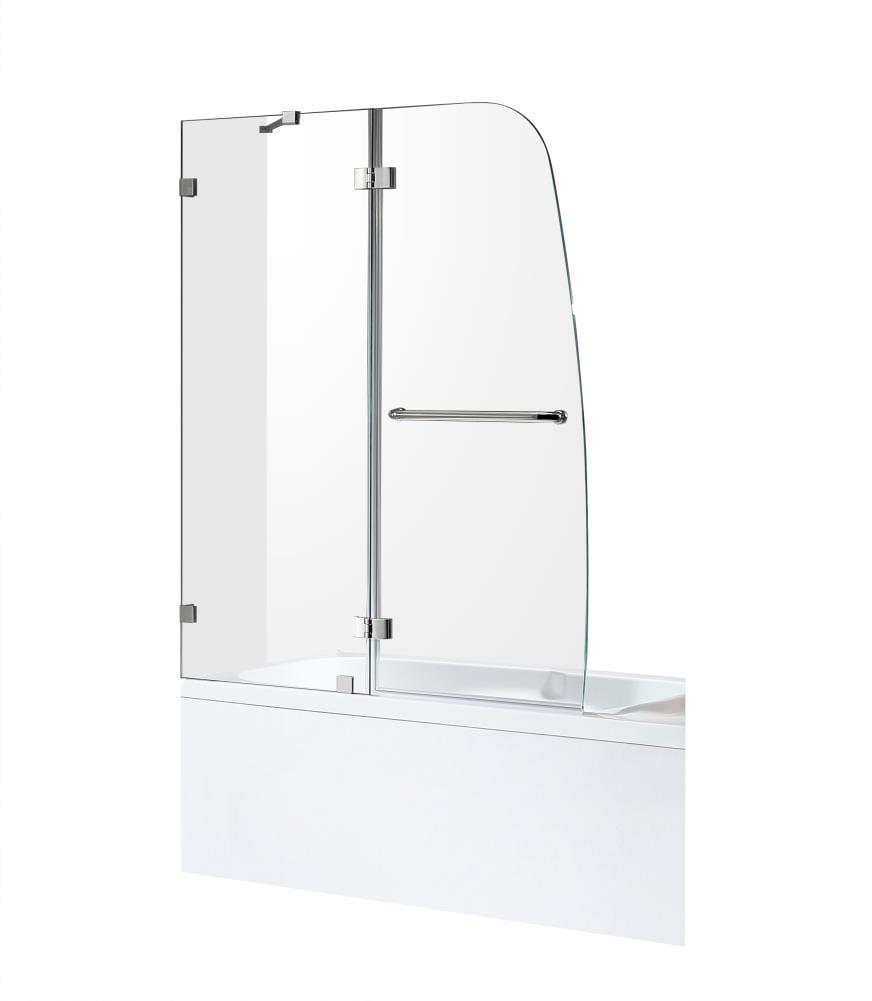 Pacific 48" W x 58" H Hinged Frameless Tub Door with Tsunami Guard