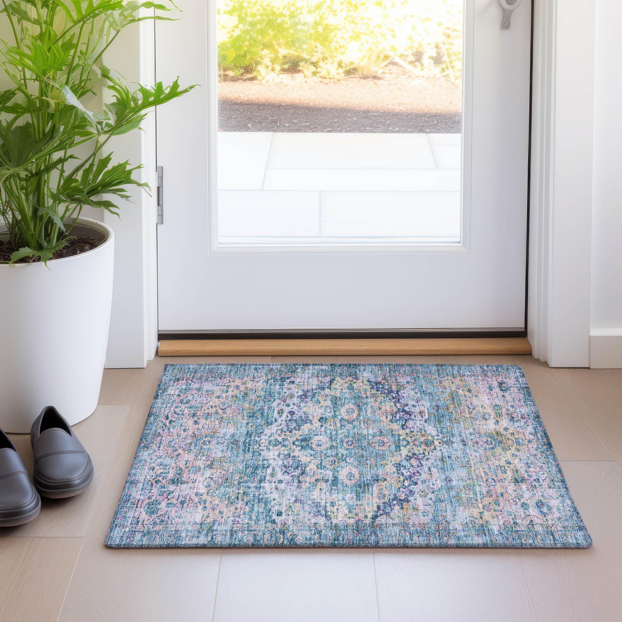 Machine Washable Indoor/Outdoor Chantille Denim Rug