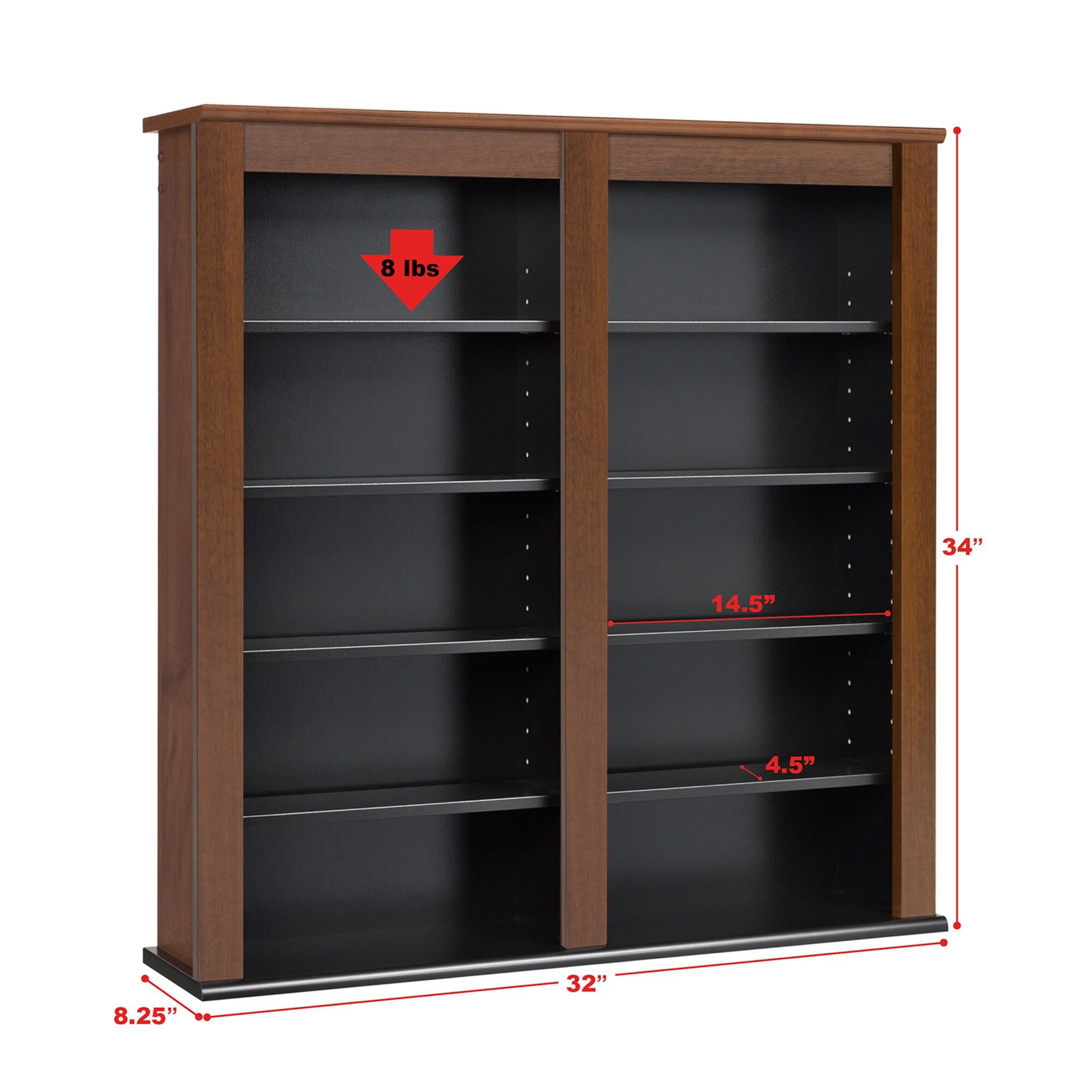 Prepac Double Floating Media Wall Storage in Cherry and Black