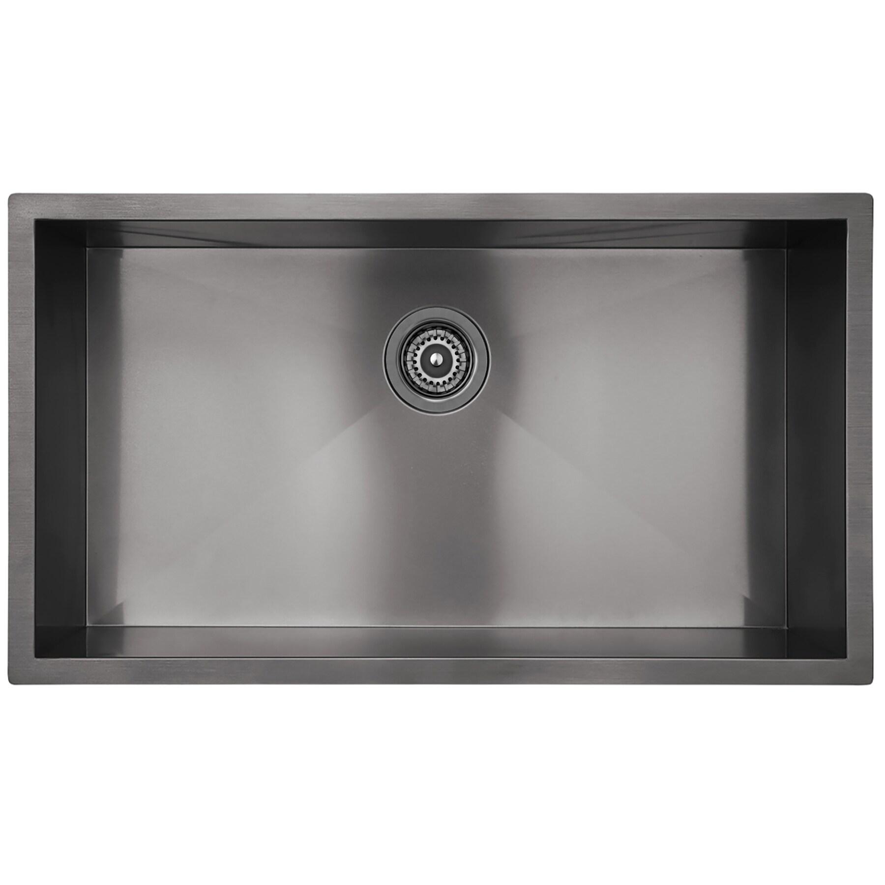 Undermount 32-in x 18-in Gunmetal Matte Black Stainless Steel Single Bowl Kitchen Sink