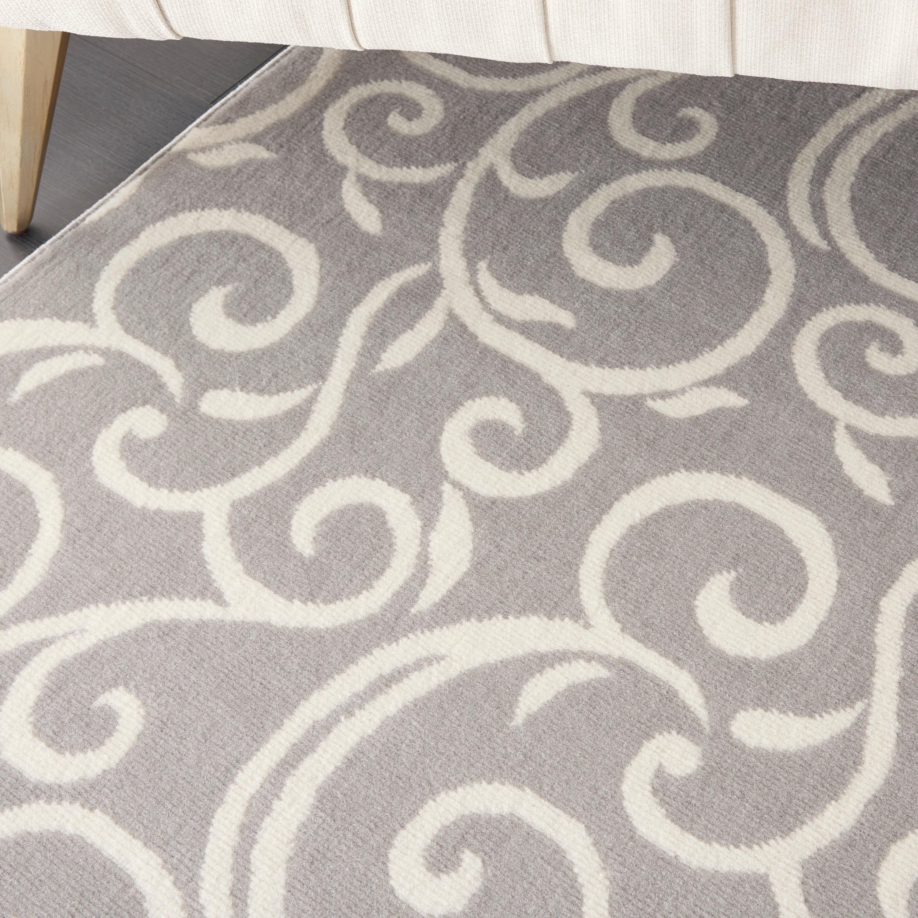 Nourison Grafix 7'10" x 9'10" (8' x 10') Grey Area Rug Bohemian Contemporary Botanical by Nourison